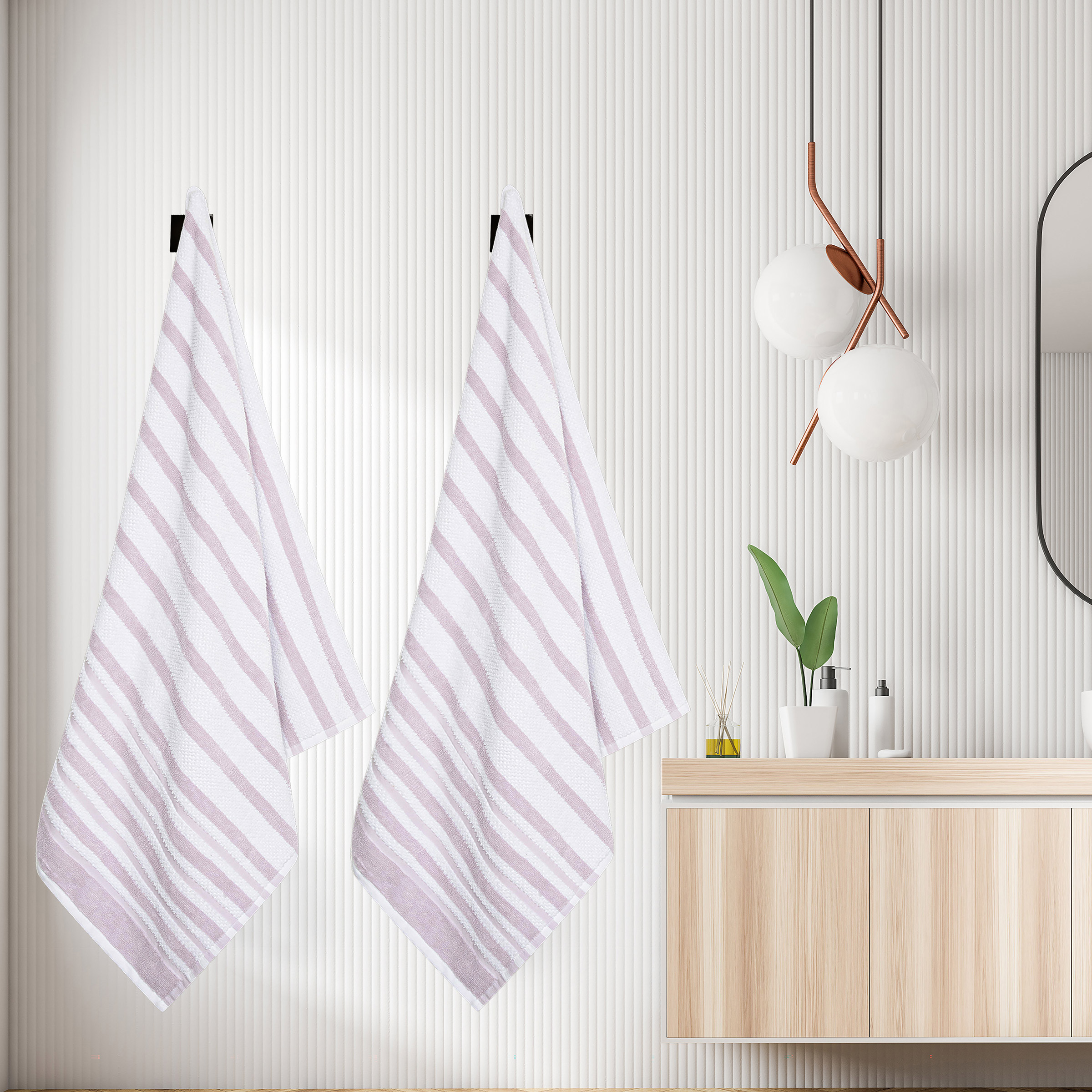 Textured Stripe Bath Sheets, 2-pack