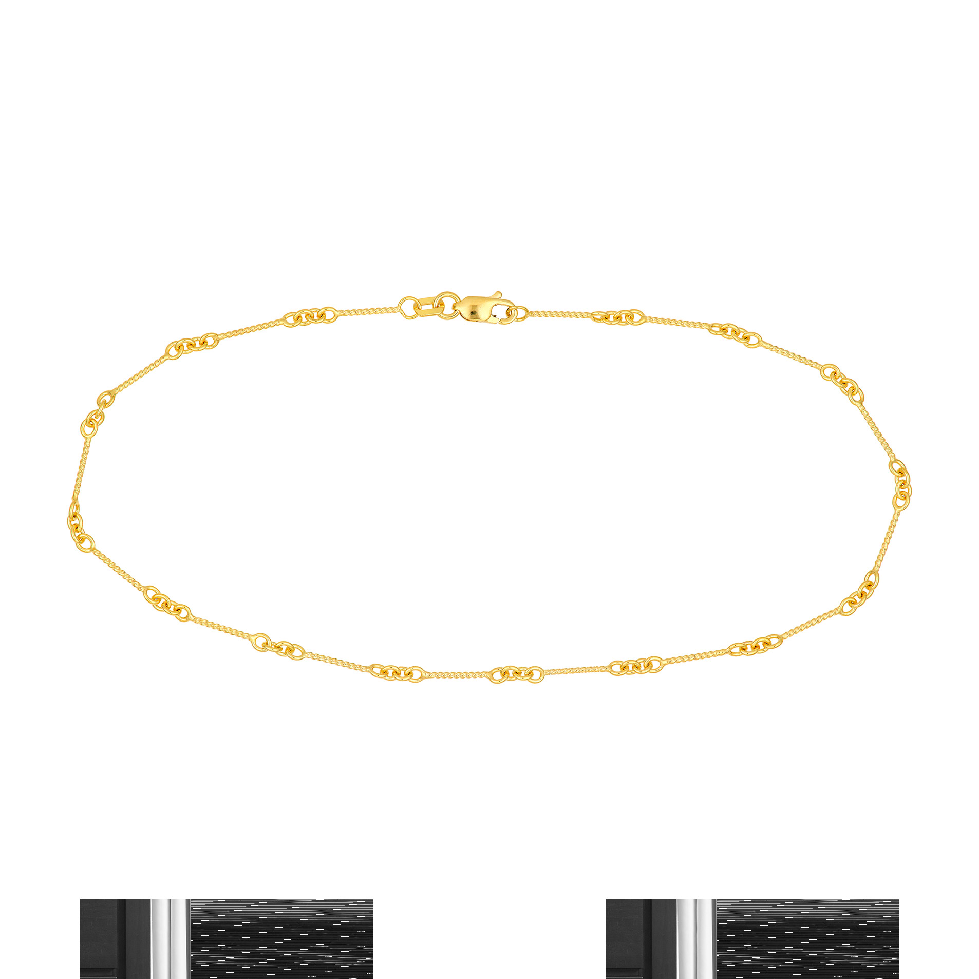Twisted Bar Cable Anklet in Yellow Gold