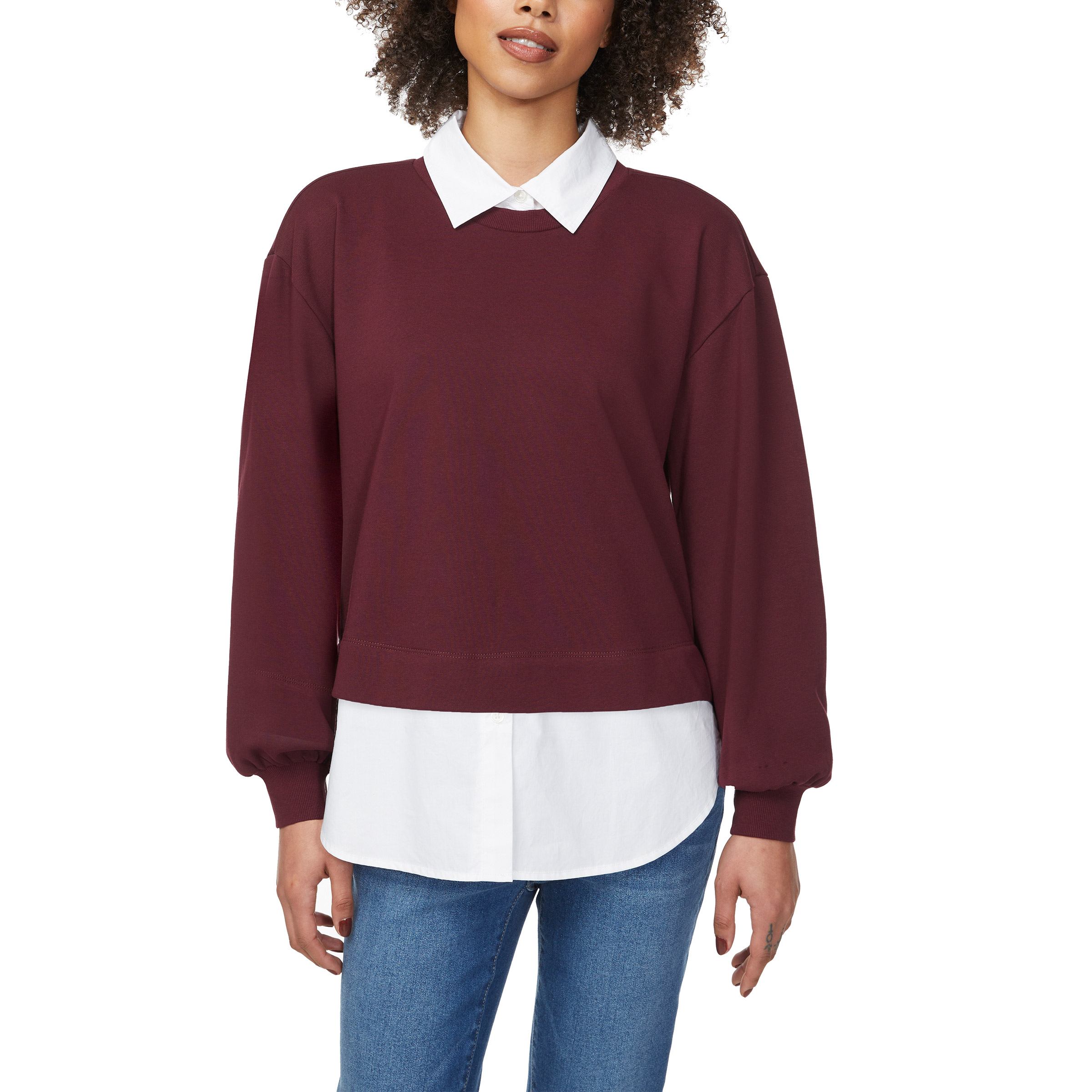 Loft Women's Layered Mixed Media Sweatshirt
