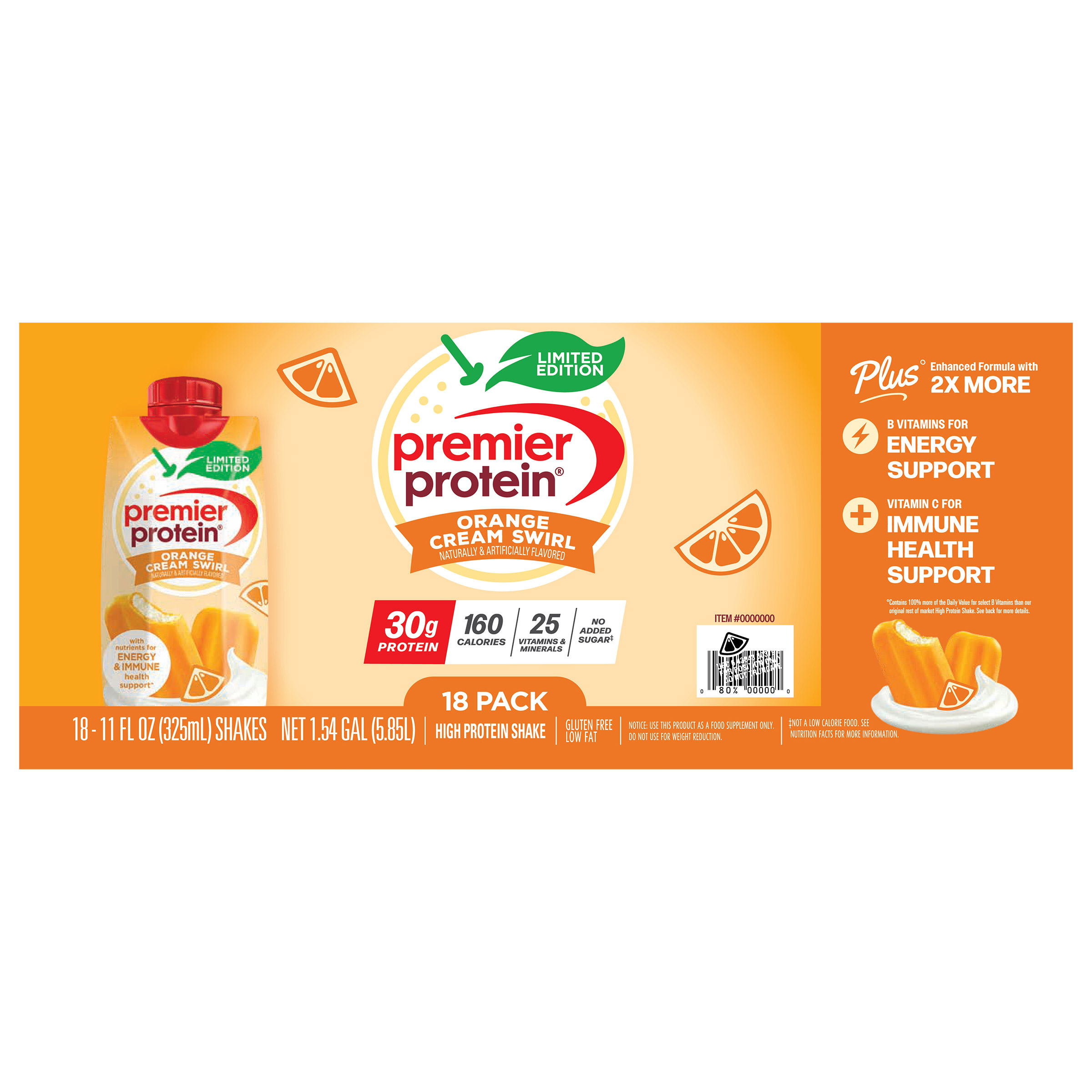 Premier 30g Protein PLUS Energy and Immune Support Shakes, Orange