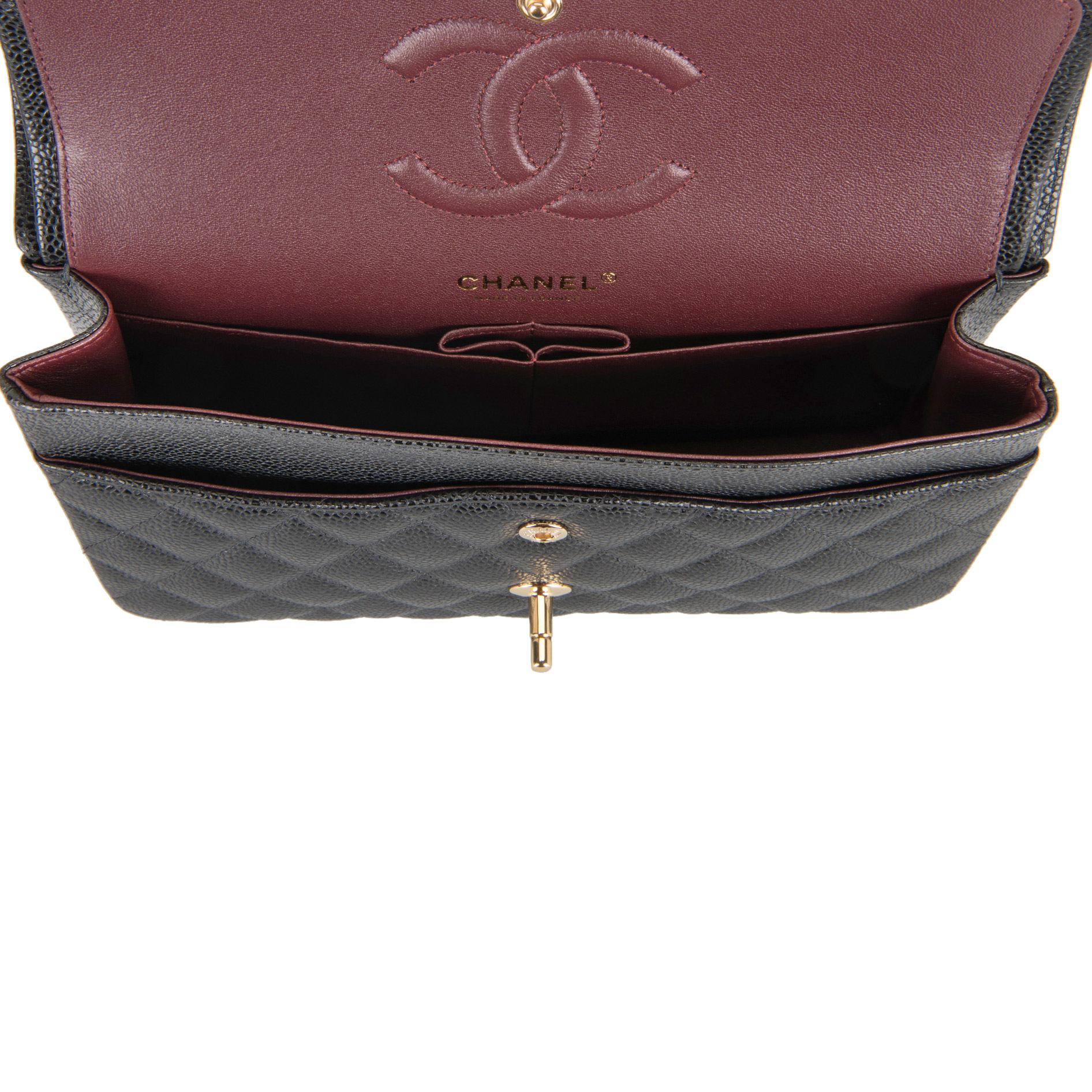 Chanel Medium Classic Handbag, Black/Burgundy | Costco