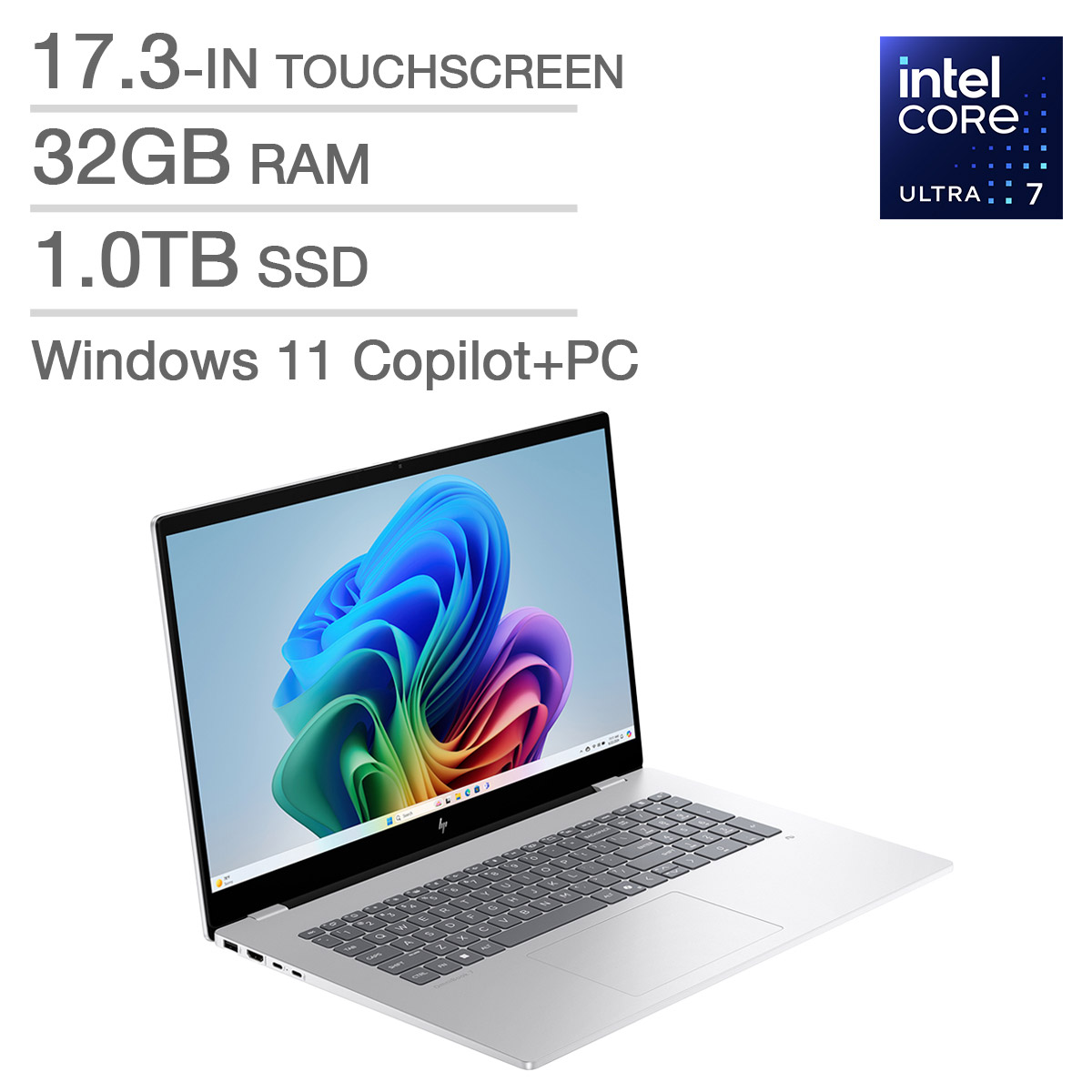 HP Omnibook 7 Copilot+ PC 17.3-in. Touchscreen Laptop, Intel Core Ultra 7 258V, 32 GB RAM, 1 TB SSD, Intel Arc
