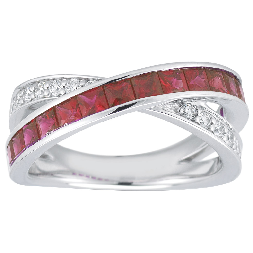 Square Ruby and Diamond Fashion Ring | Costco