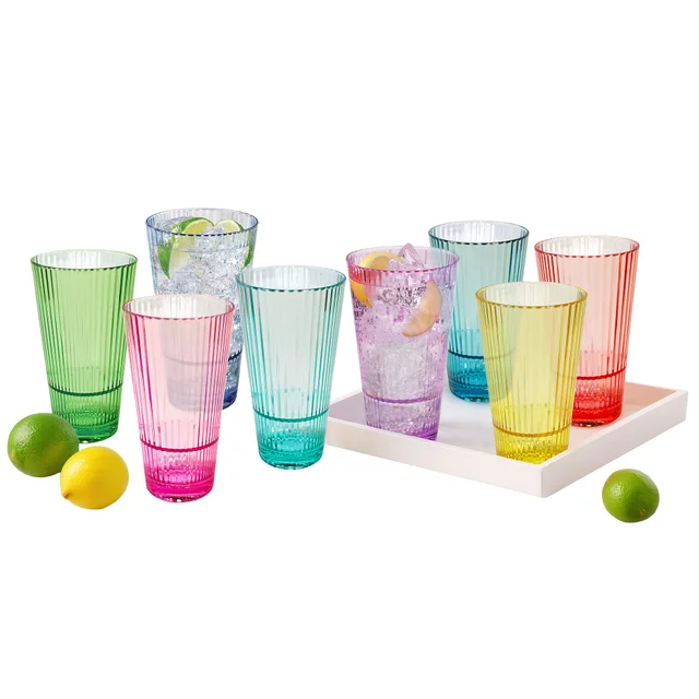 Multi Color Plastic Drinkware Set, 8-piece
