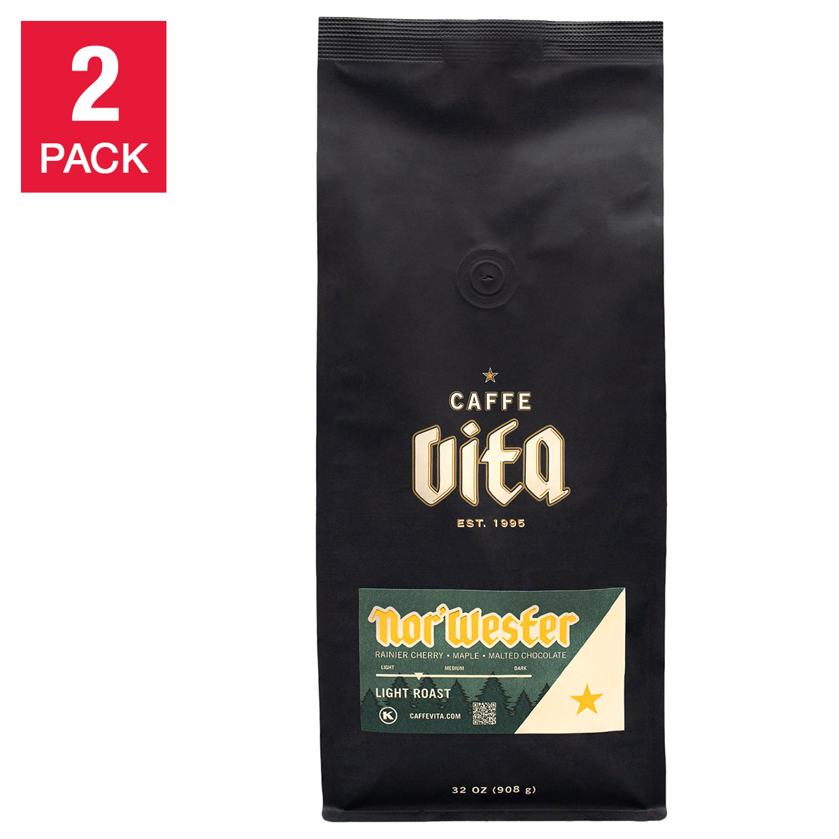 Caffe Vita Coffee Nor'Wester Blend Ground Coffee, Light- Medium