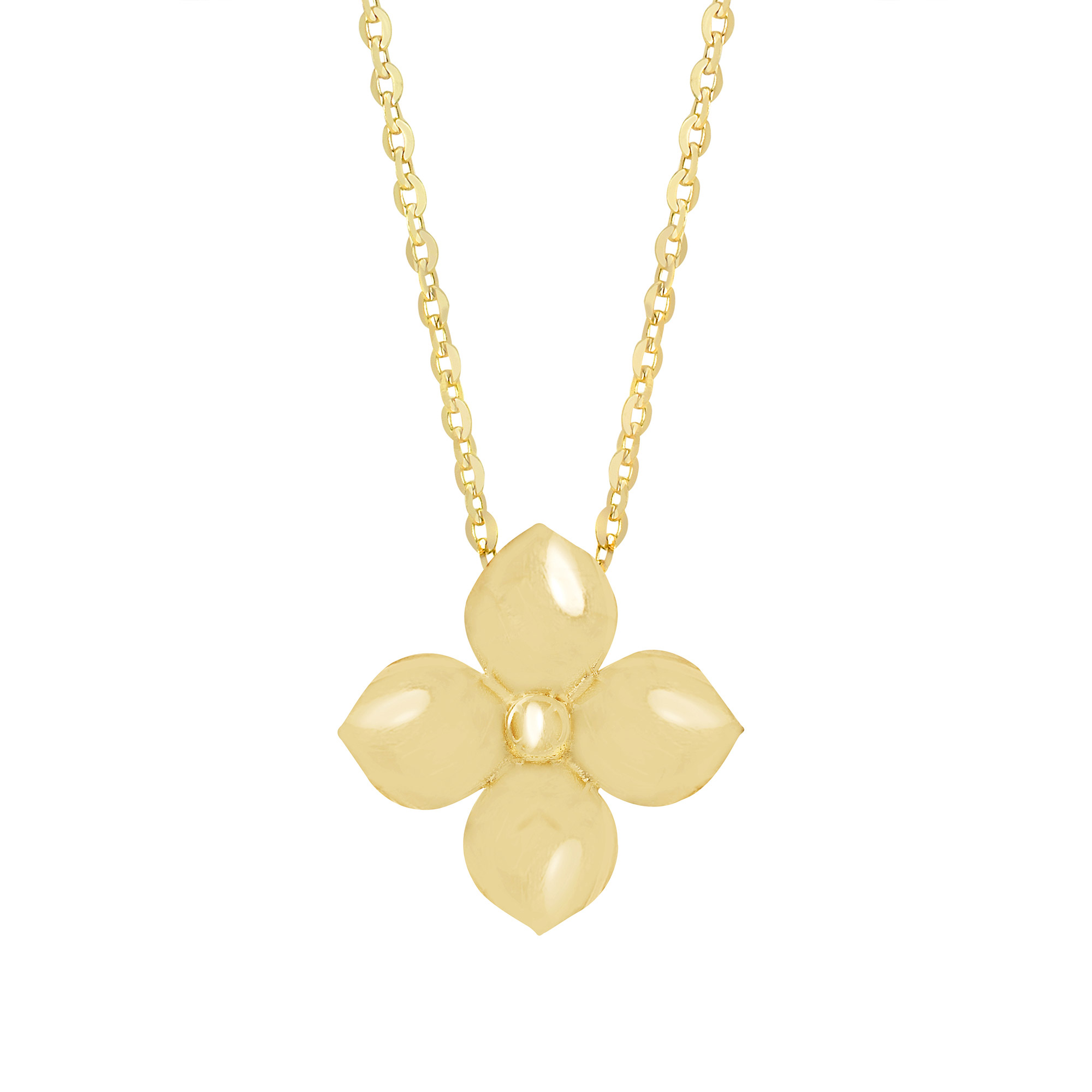 High Polish Blossom Necklace in Yellow Gold