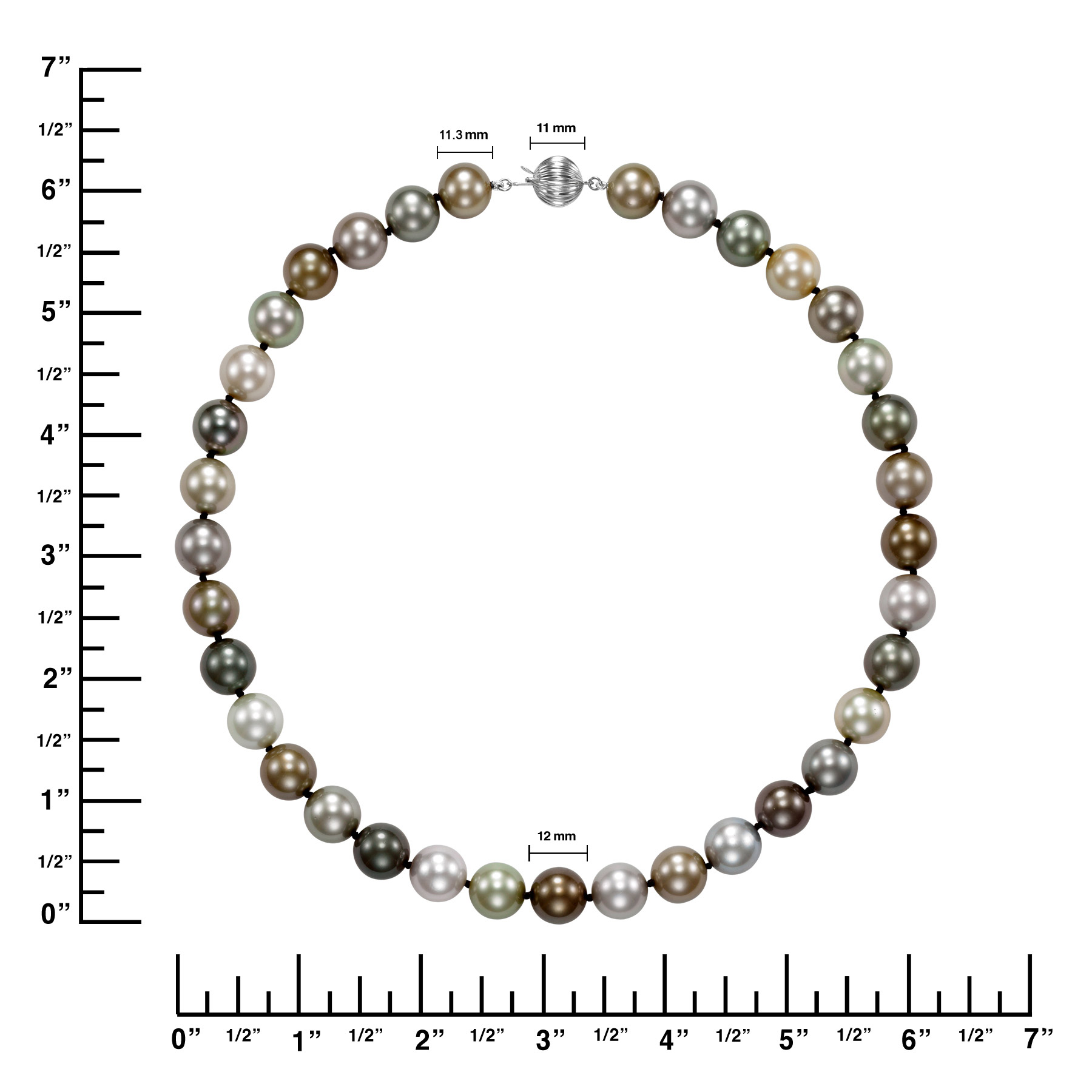 アクセサリー Kosato Tahitian Cultured 11.3-12mm Pearl Strand With 18kt White Gold