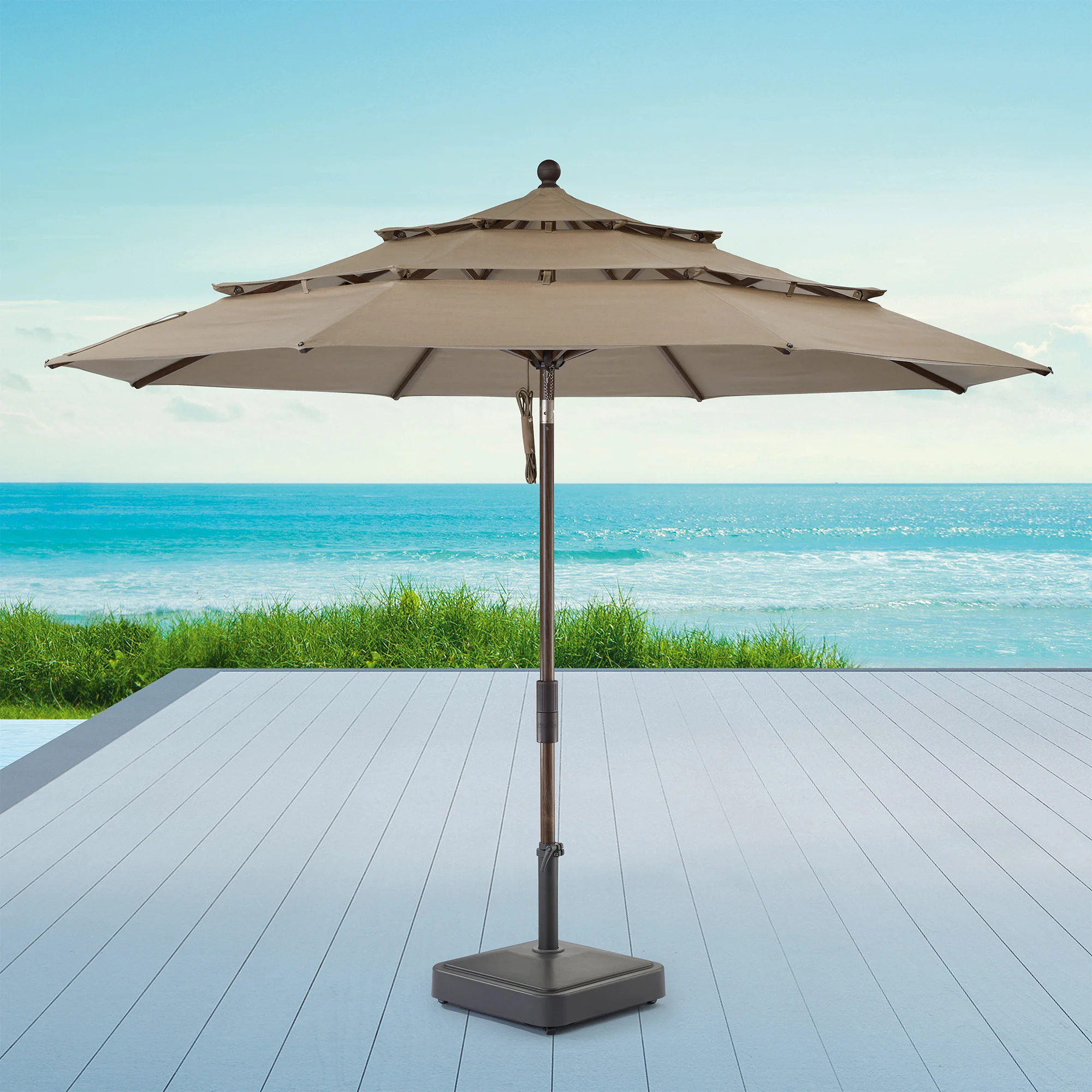 Proshade 11ft Wood-Look Collar Tilt Aluminum Umbrella | Costco
