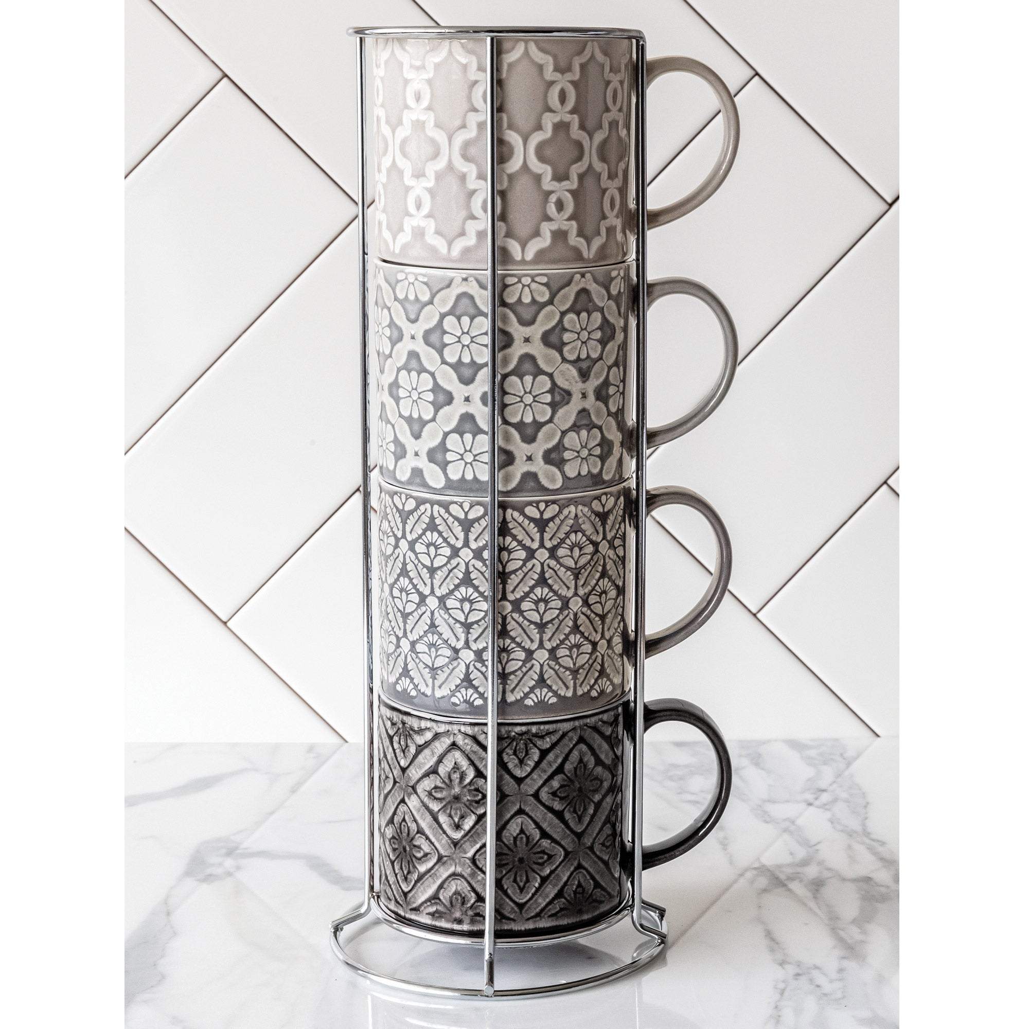 Overandback Stacking Mugs with Rack Set | Costco