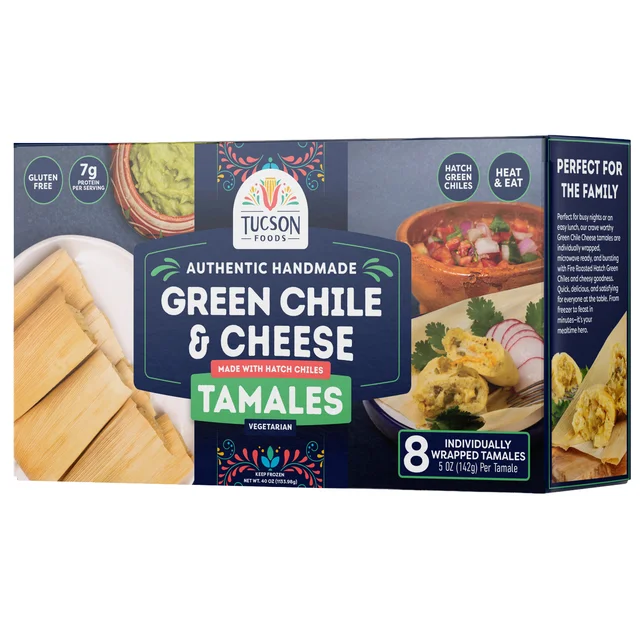 GREEN CHILE AND CHEESE TAMALES 8CT/40OZ