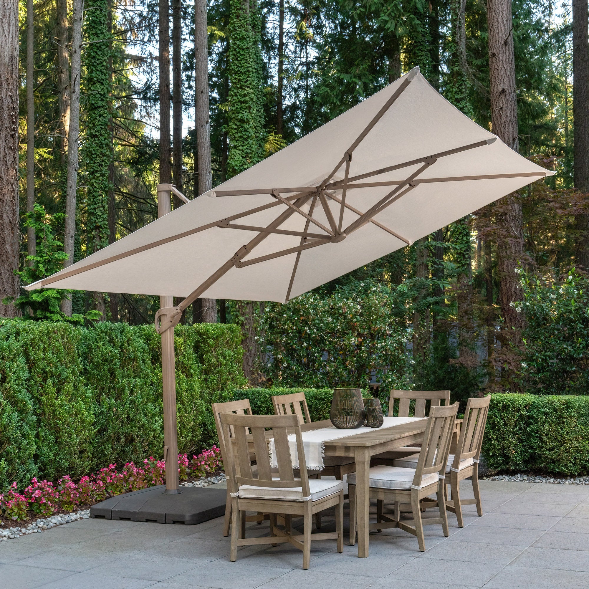 10' x 13' Wood-Look Seasons Sentry Cantilever Umbrella | Costco