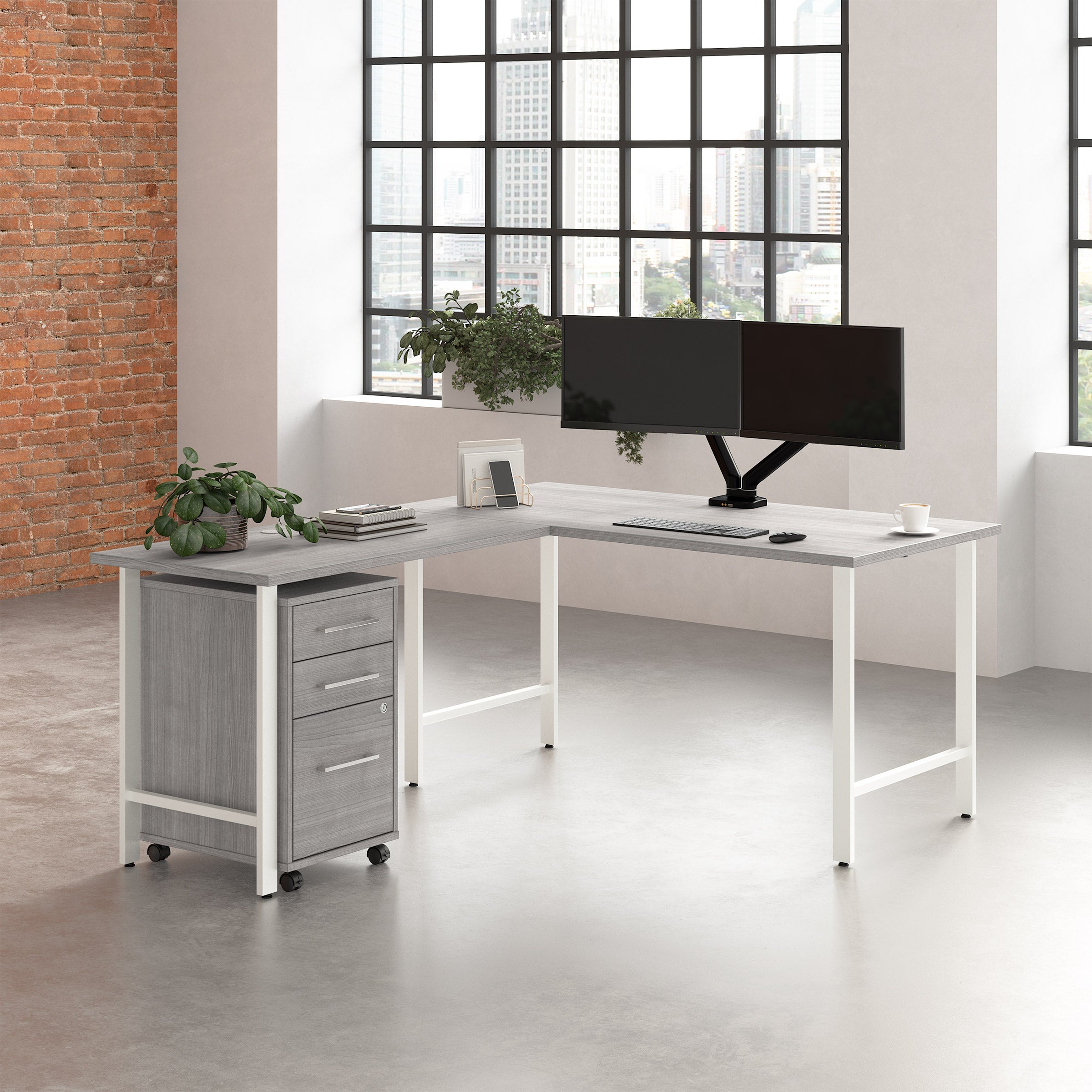 Bush Furniture Office Pro Havin L-shaped Computer Desk with Mobile