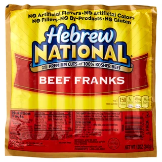 Hebrew National 100% Kosher Beef Franks, 12 oz, 4-count, 28 Beef Franks Total