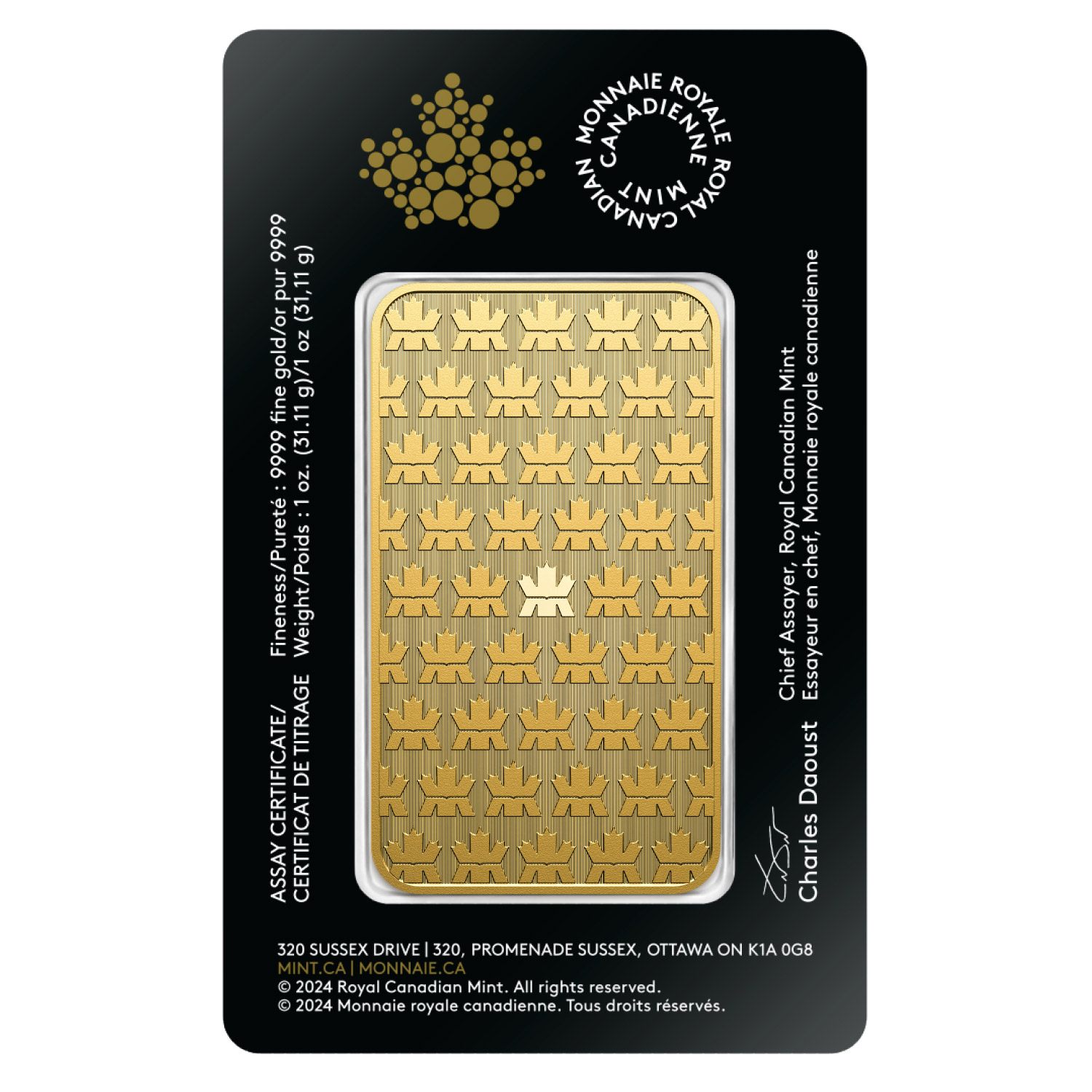 1 oz Royal Canadian Mint Gold Bar (New in Assay) | Costco