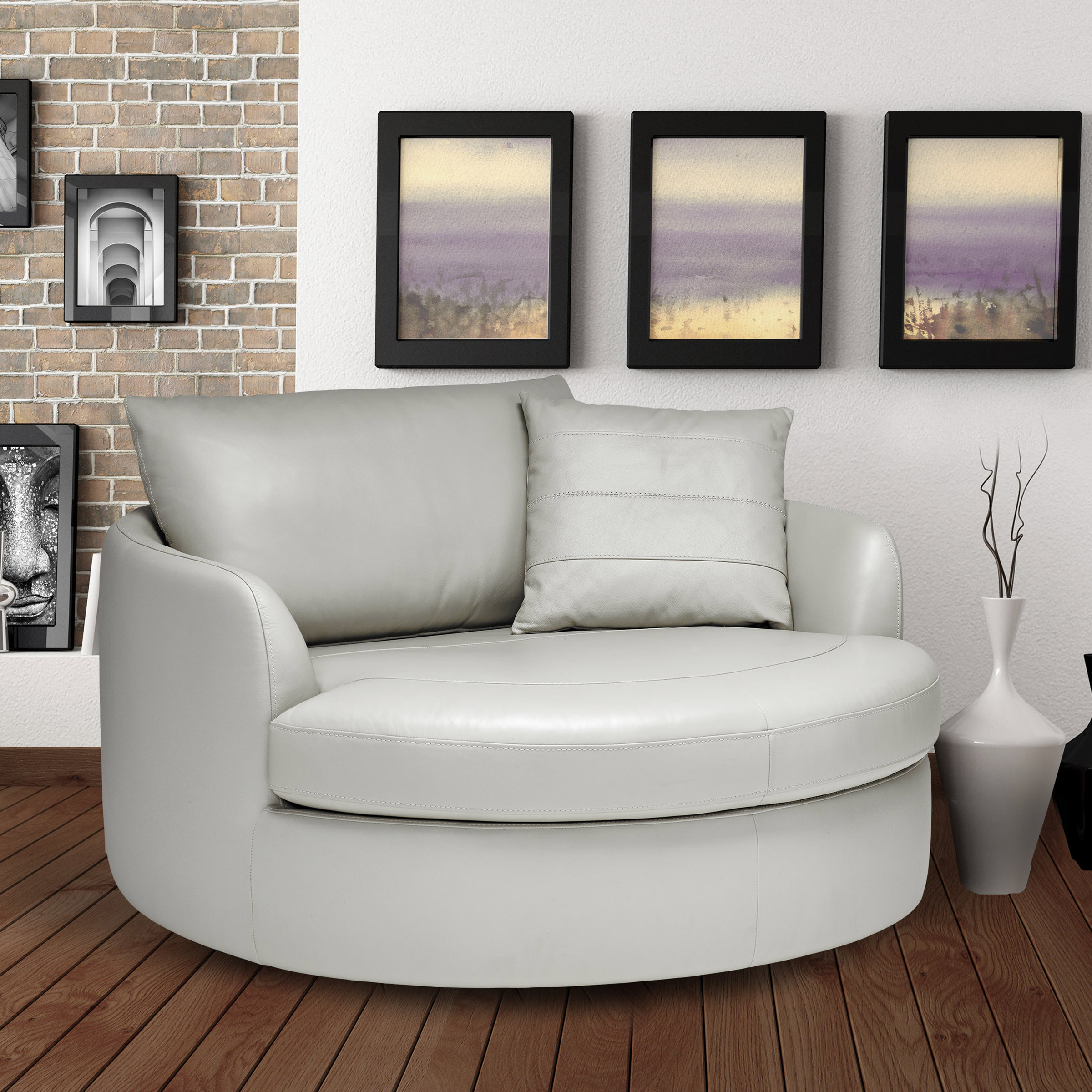 Argentina Top Grain Leather Cuddler Chair