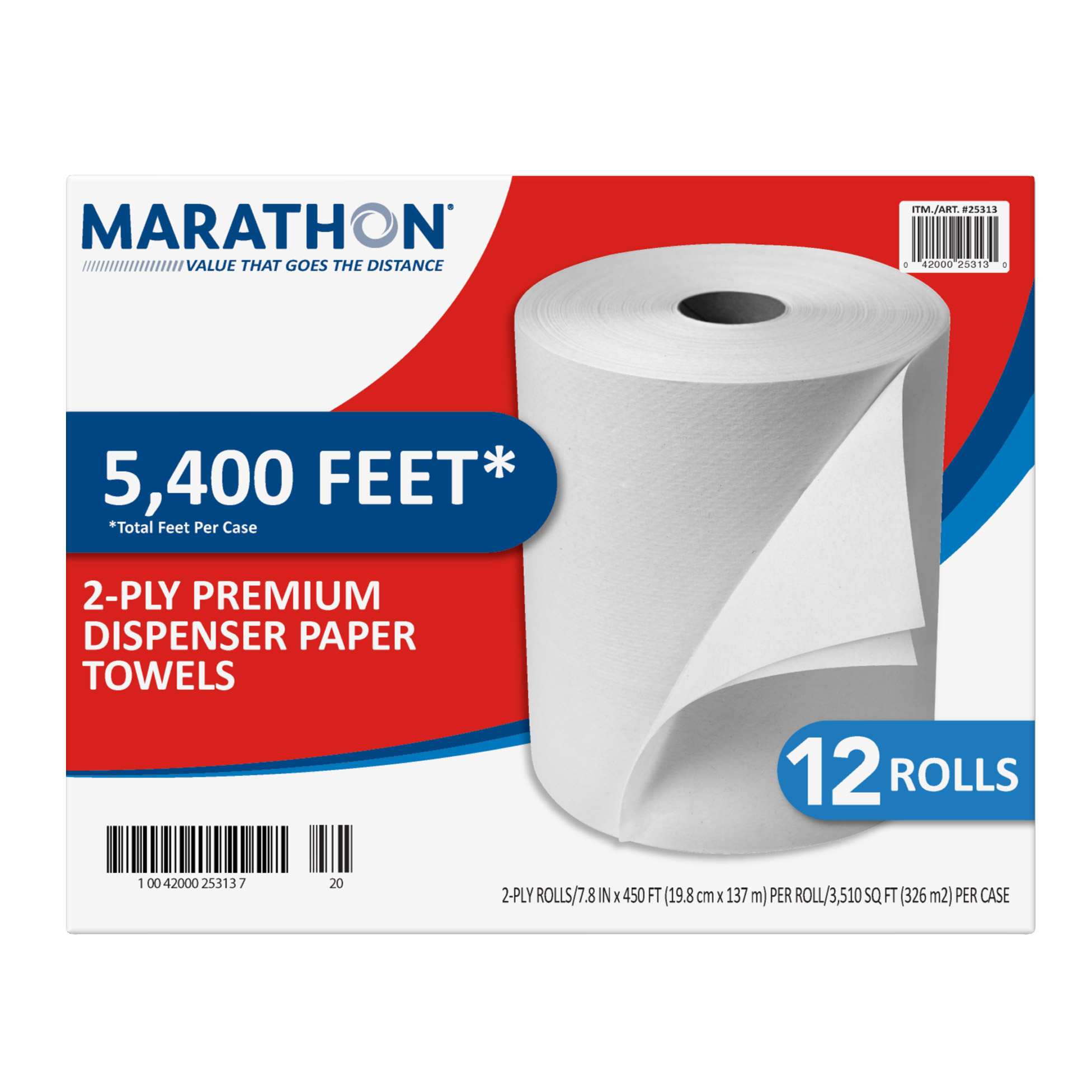 Marathon Dispenser Paper Towels  2-Ply  450 ft Rolls  12-count