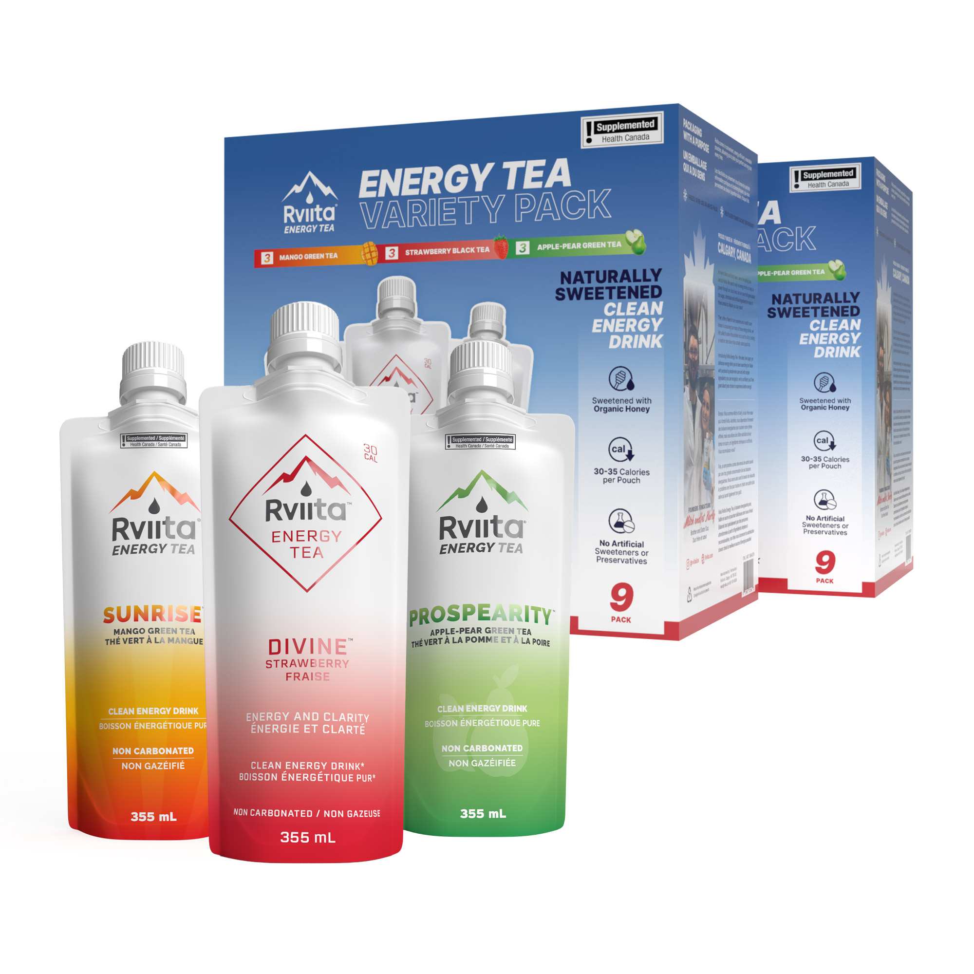 Rviita Energy Tea Drink Variety Pack 355 mL, 18-pack