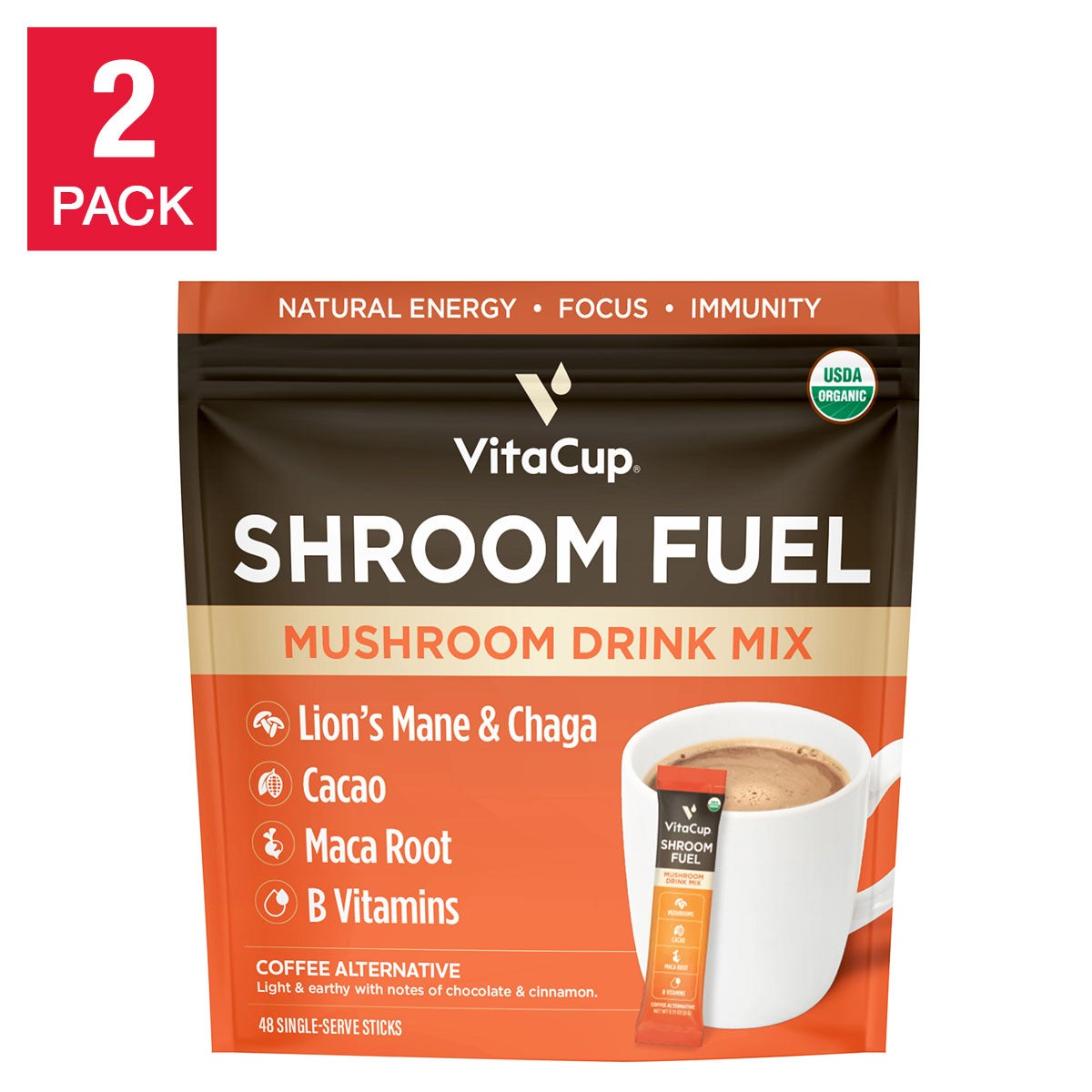ハリセラム33000円→30%OFF VitaCup Shroom Fuel Mushroom Based Coffee Alternative Packets, 2