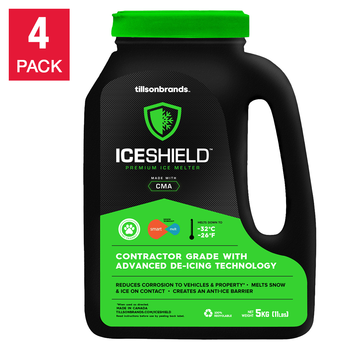 Iceshield Premium Ice Melter, 4 × 5 kg Jugs