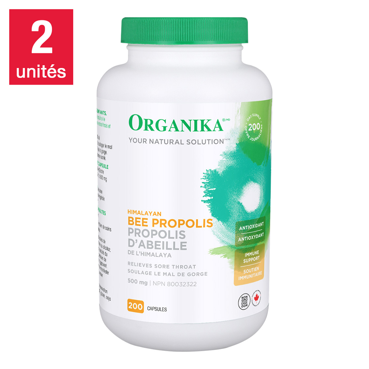 Organika – Propolis d’abeille 500 mg, 2 x 200 capsules