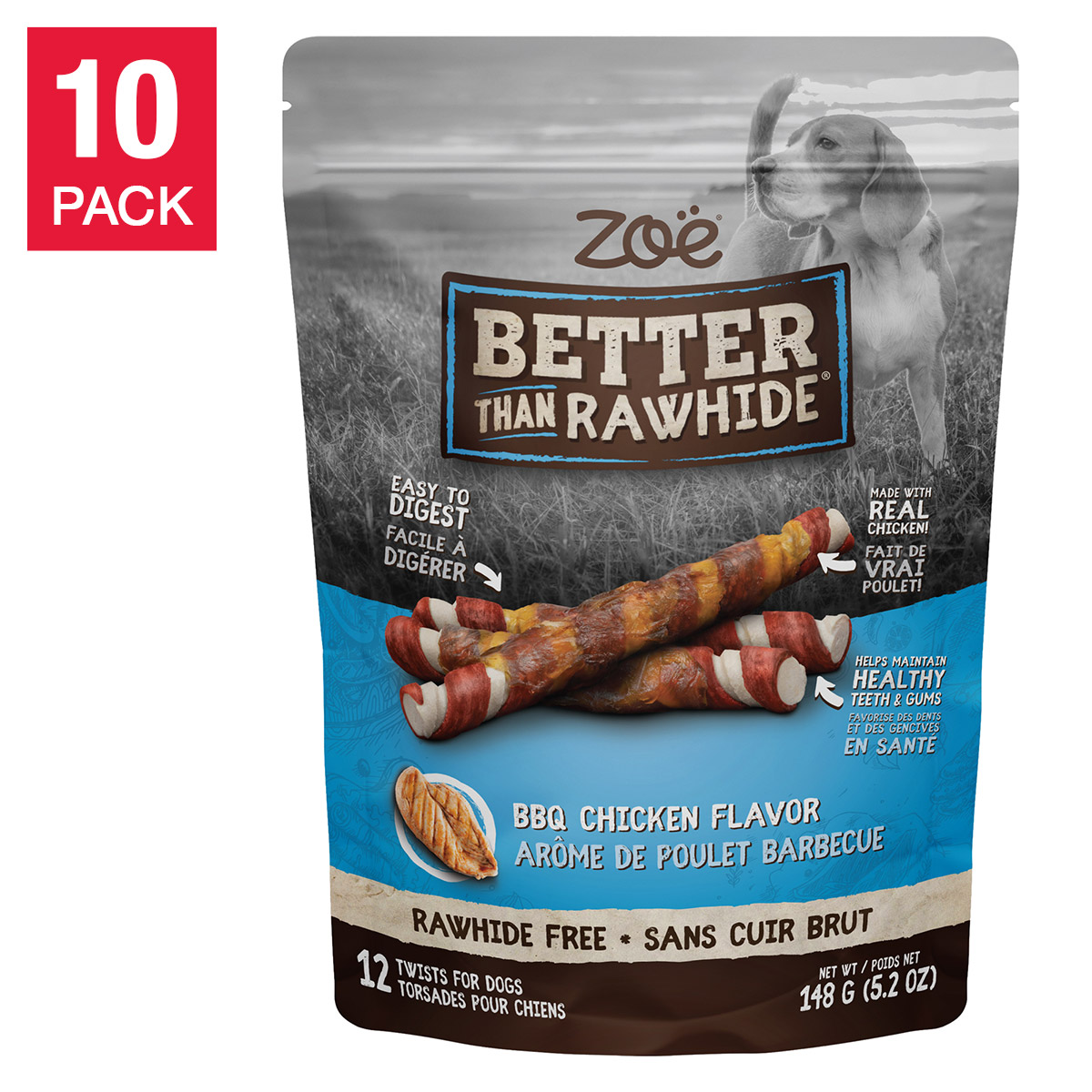 Zoë Better than Rawhide BBQ Chicken Twists For Dogs,10 x 148 g (5.2 oz)