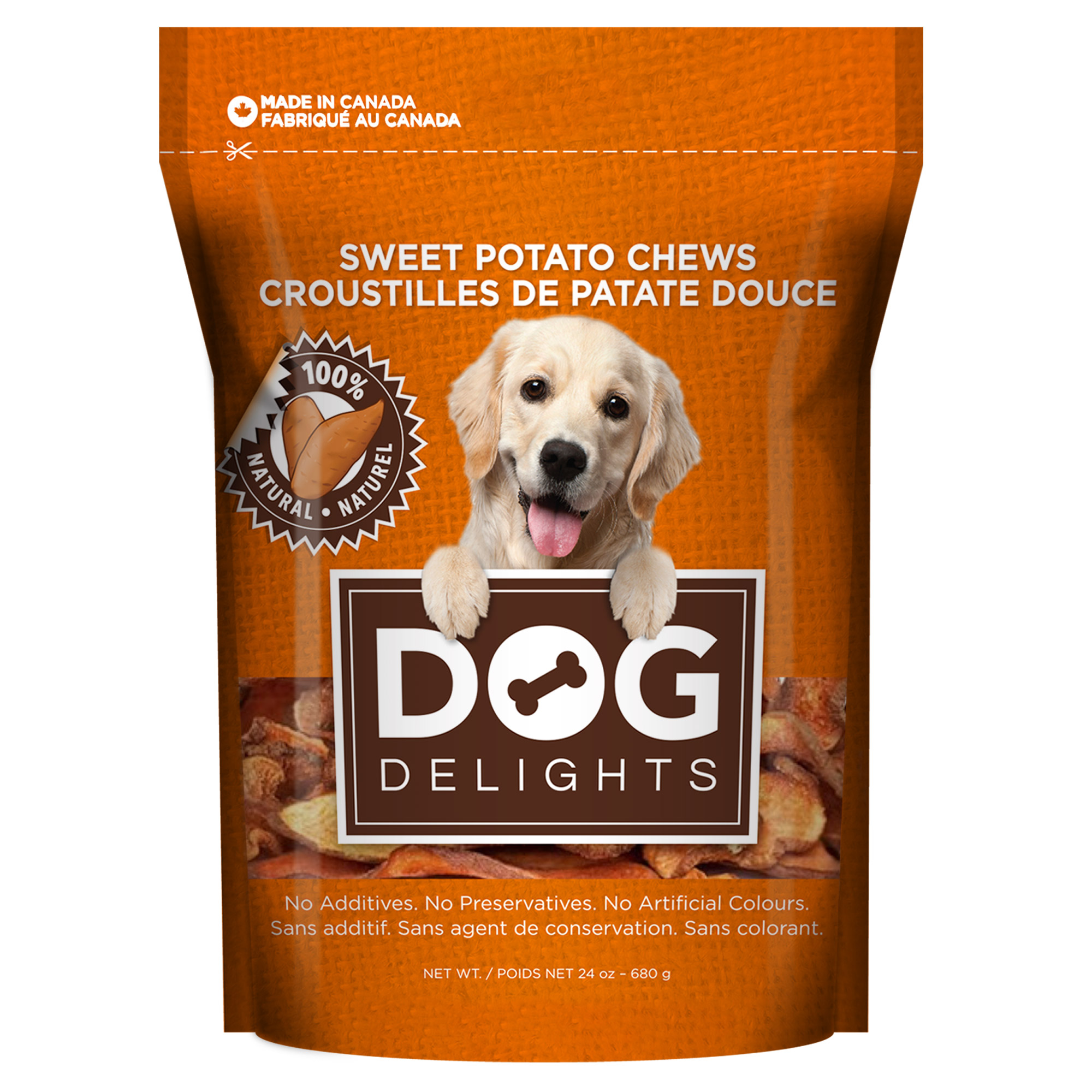 Dog Delights Sweet Potato Chews Dog Treats, 2 x 680 g (24 oz ) 