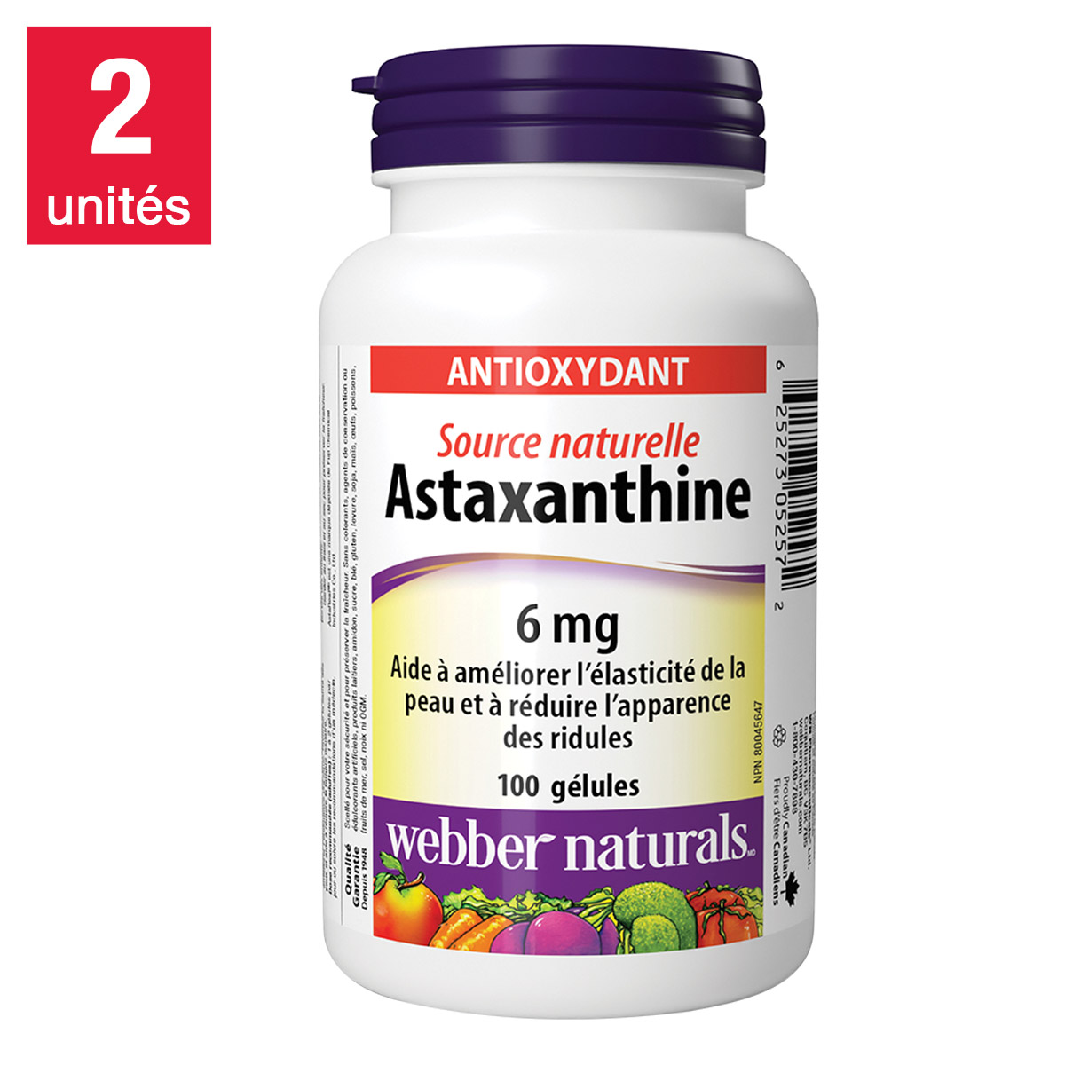 webber naturals – Astaxanthine 6 mg, 2 x 100 gélules 