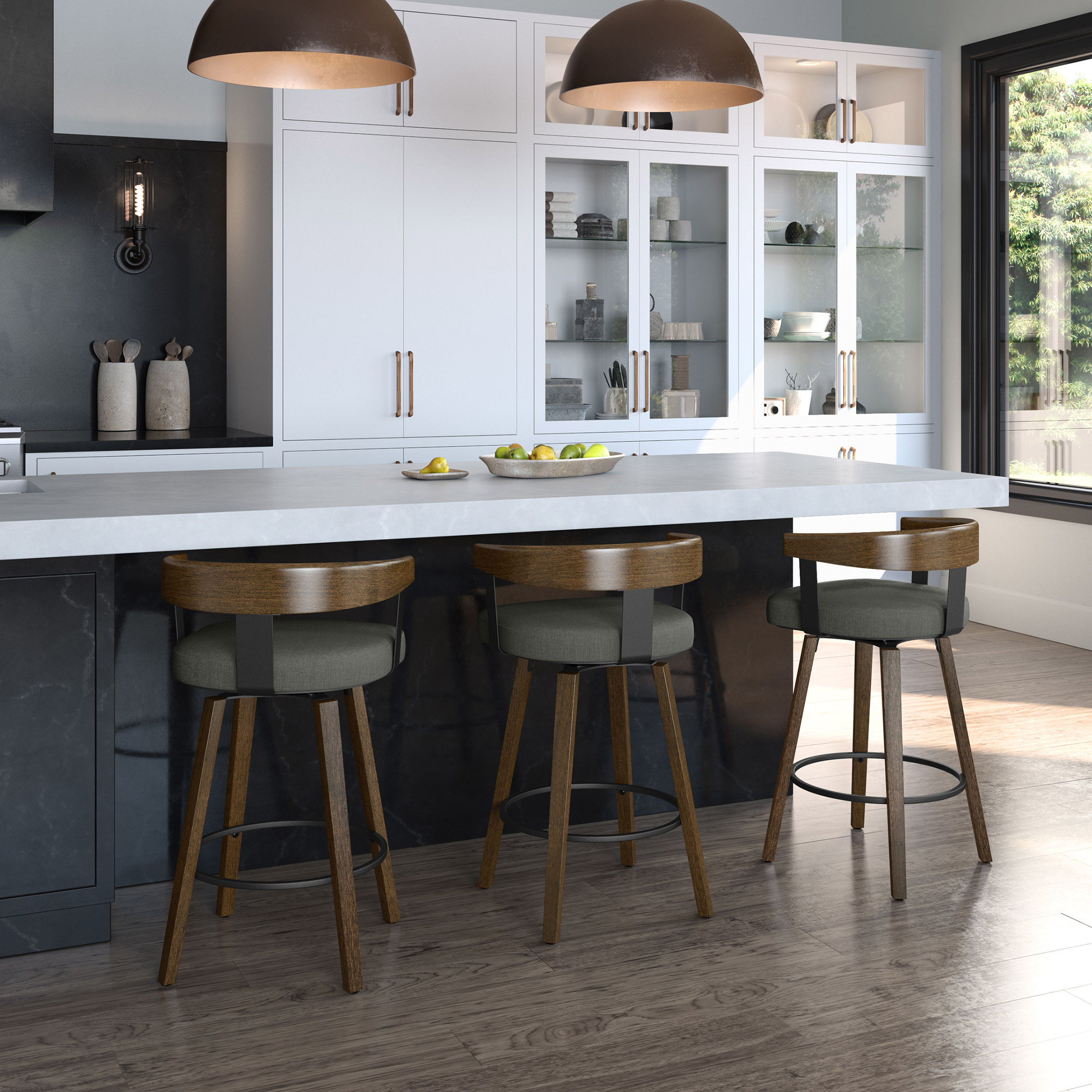 Amisco Cohen Modern Grey and Brown Swivel Counter Stool