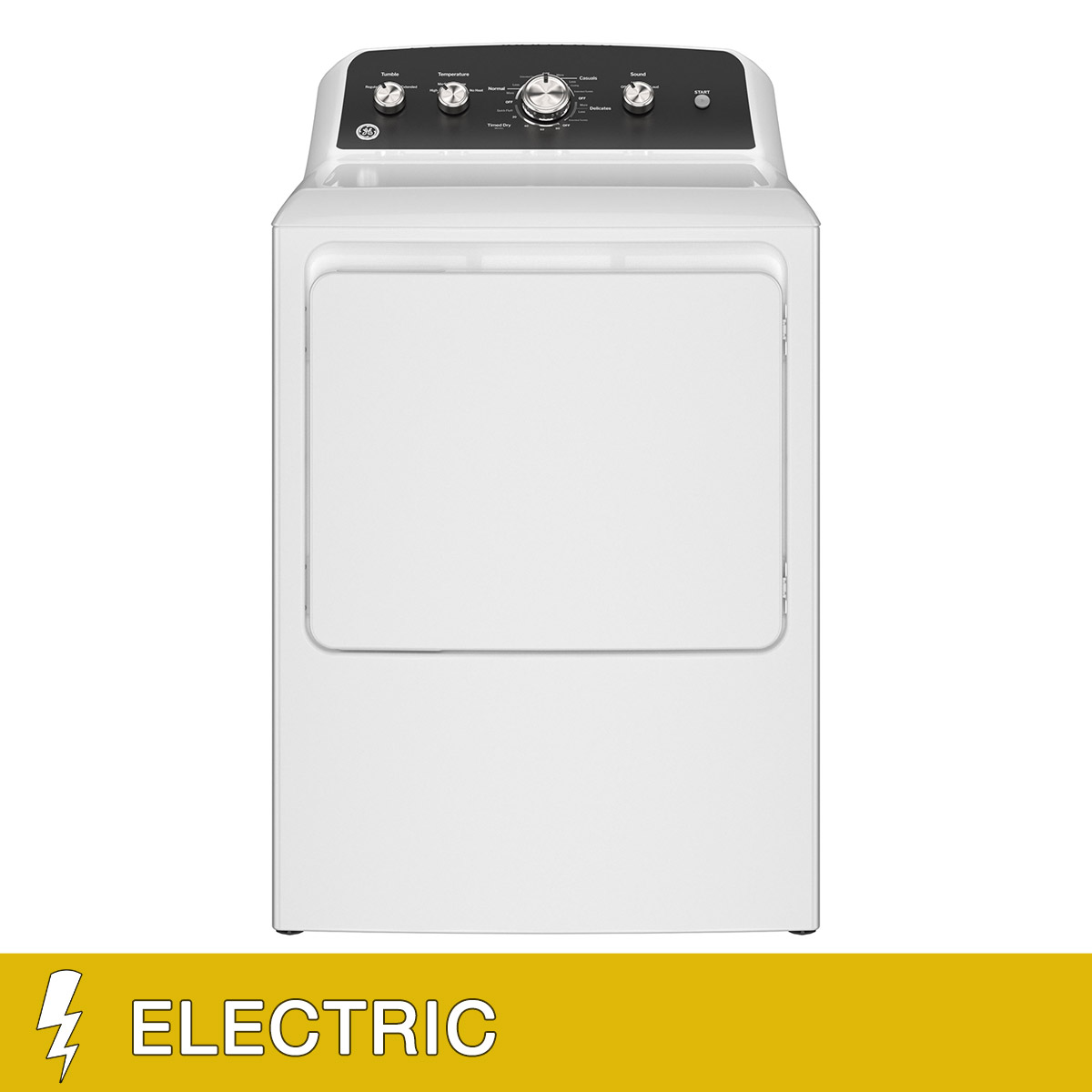 GE 7.2 cu. ft. ELECTRIC Dryer with Auto Dry, Reversible Door, Flexible Installation