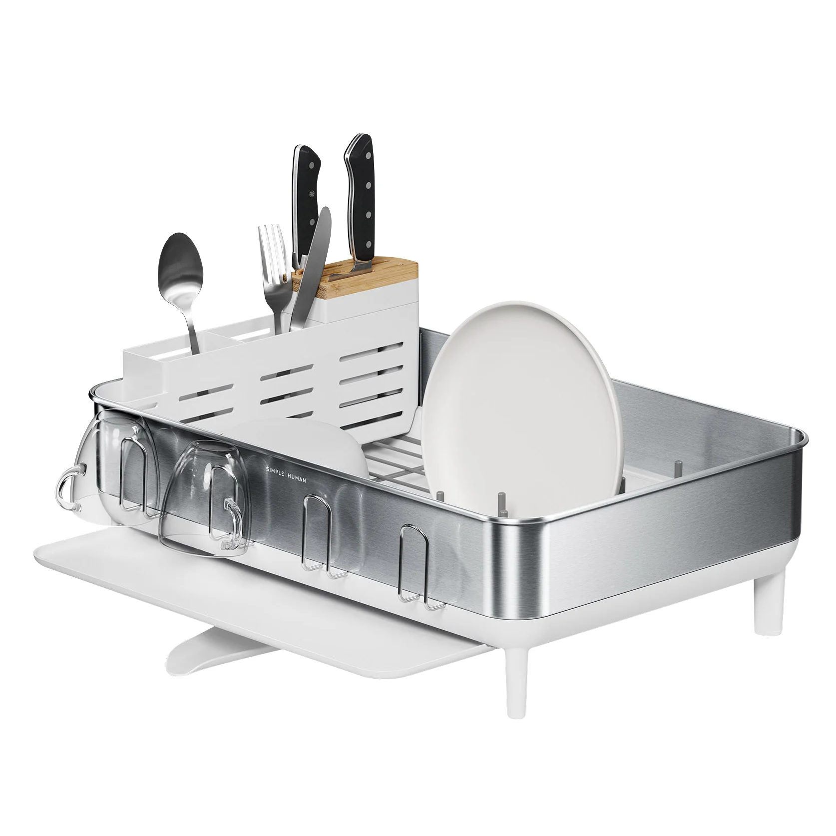 simplehuman Steel Frame Dishrack with Knife Block