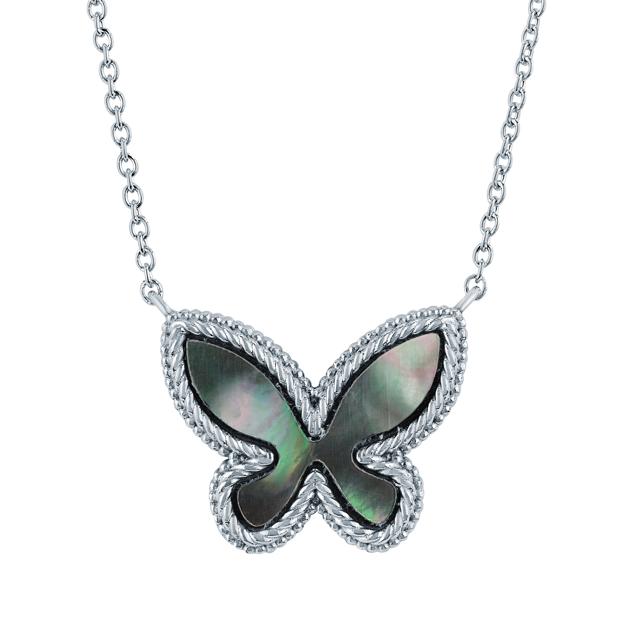 Butterfly Shape Black Mother of Pearl Necklace