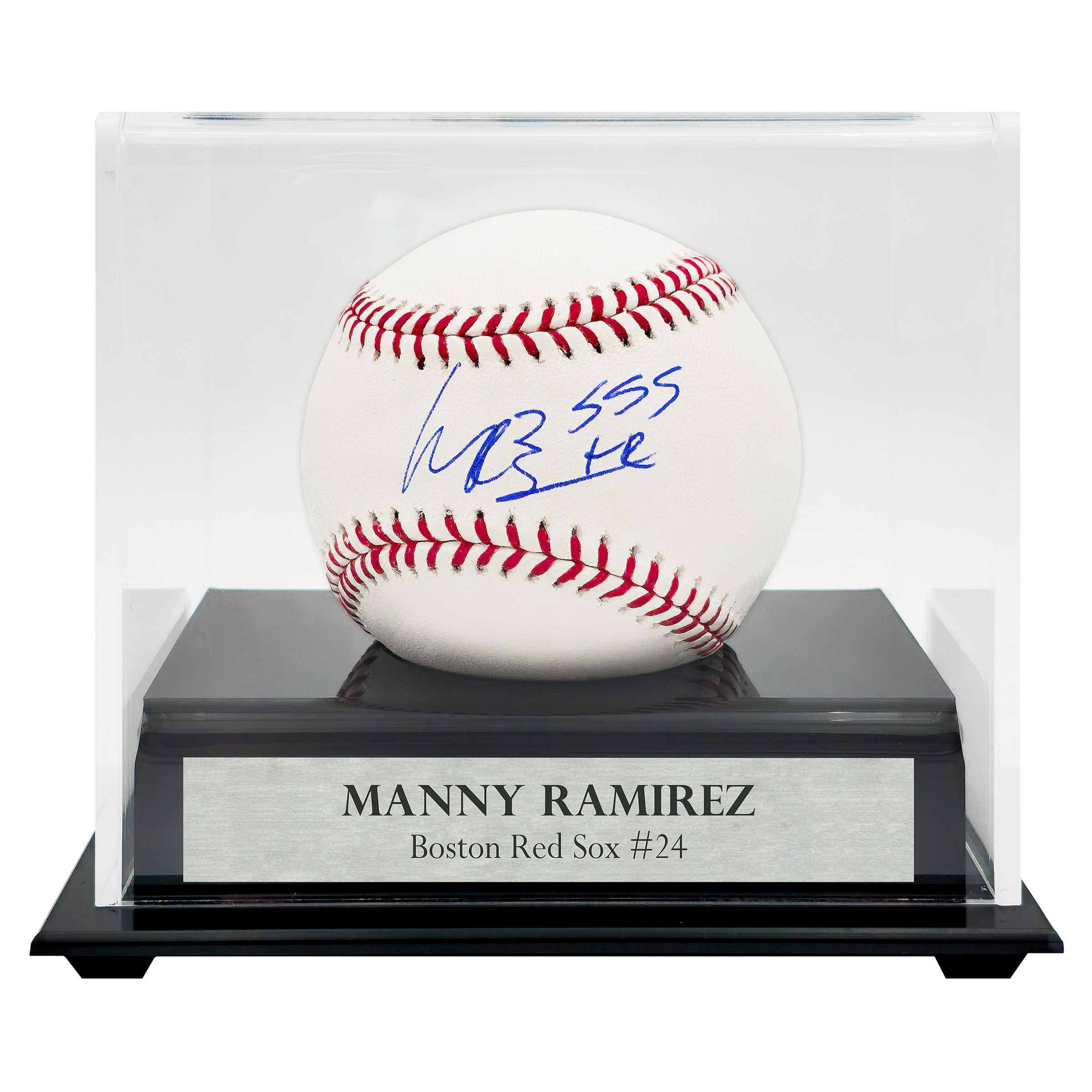 Manny Ramirez Autographed Official MLB Baseball Boston Red Sox Display Case "555 HR" Beckett Authenticated