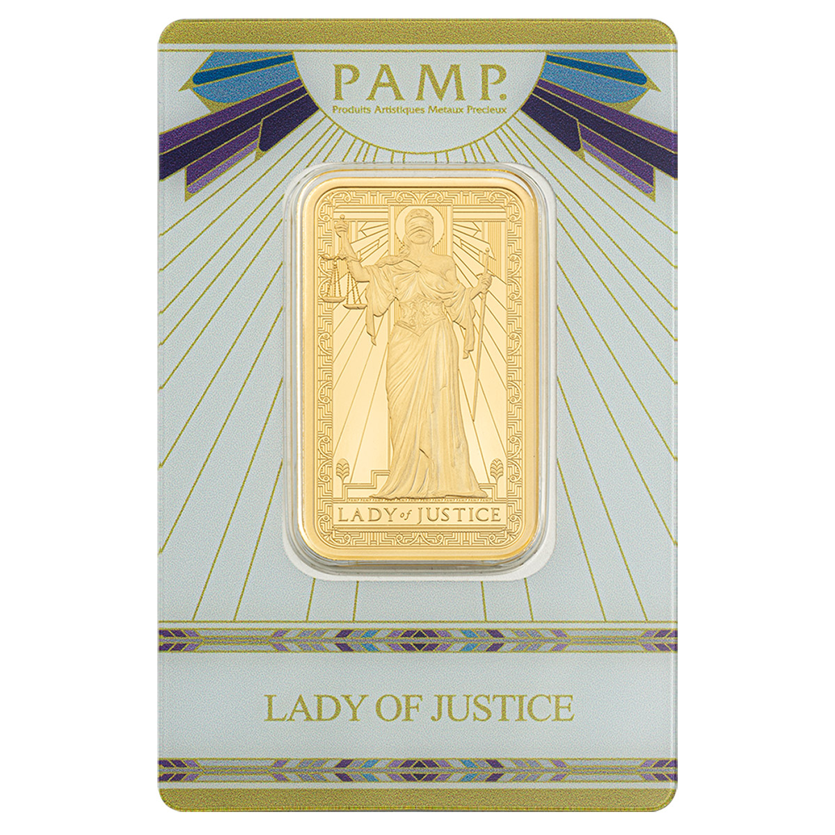 1 oz Gold Bar PAMP Lady of Justice (New In Assay)