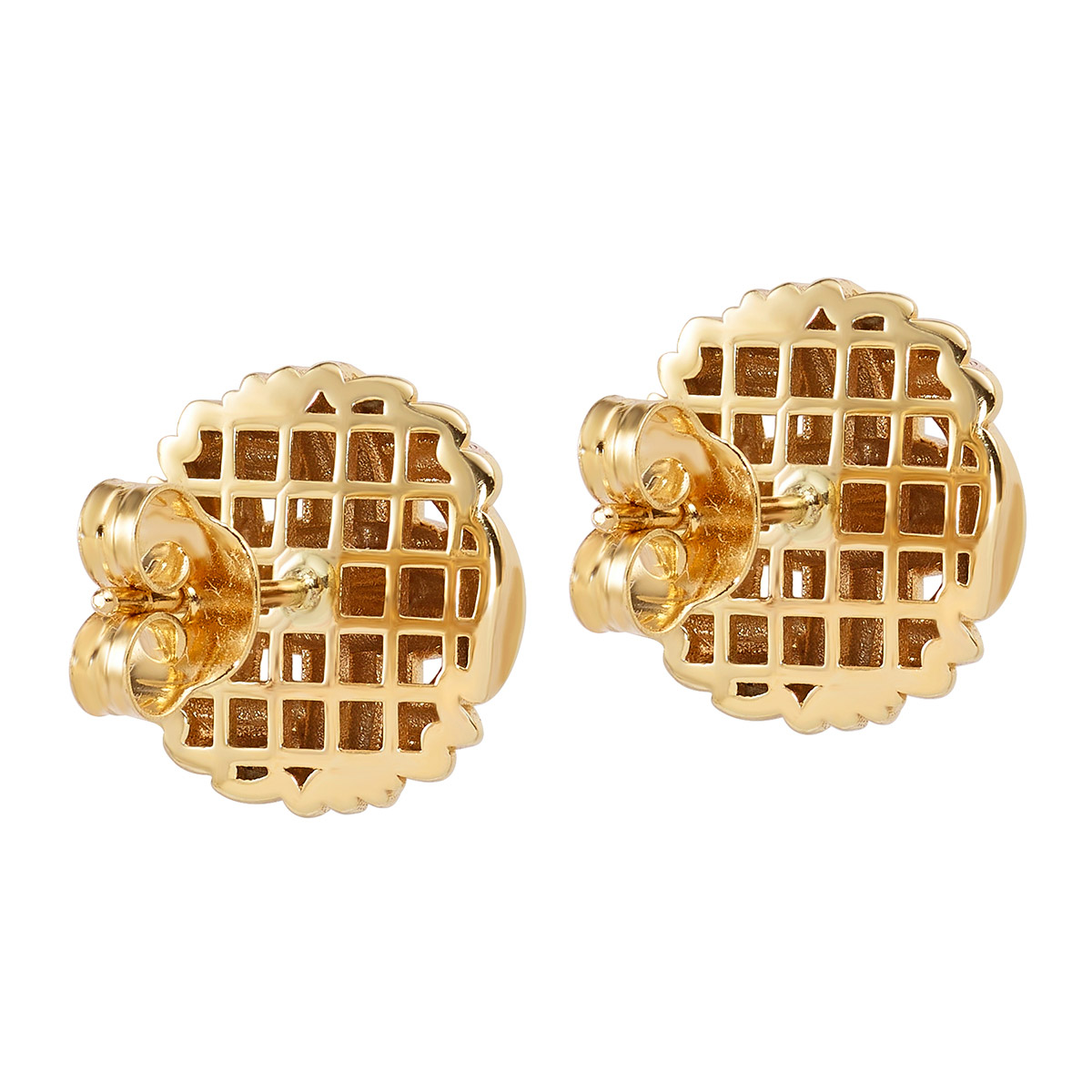 High Polish Woven Round Post Earrings in Yellow Gold | Costco