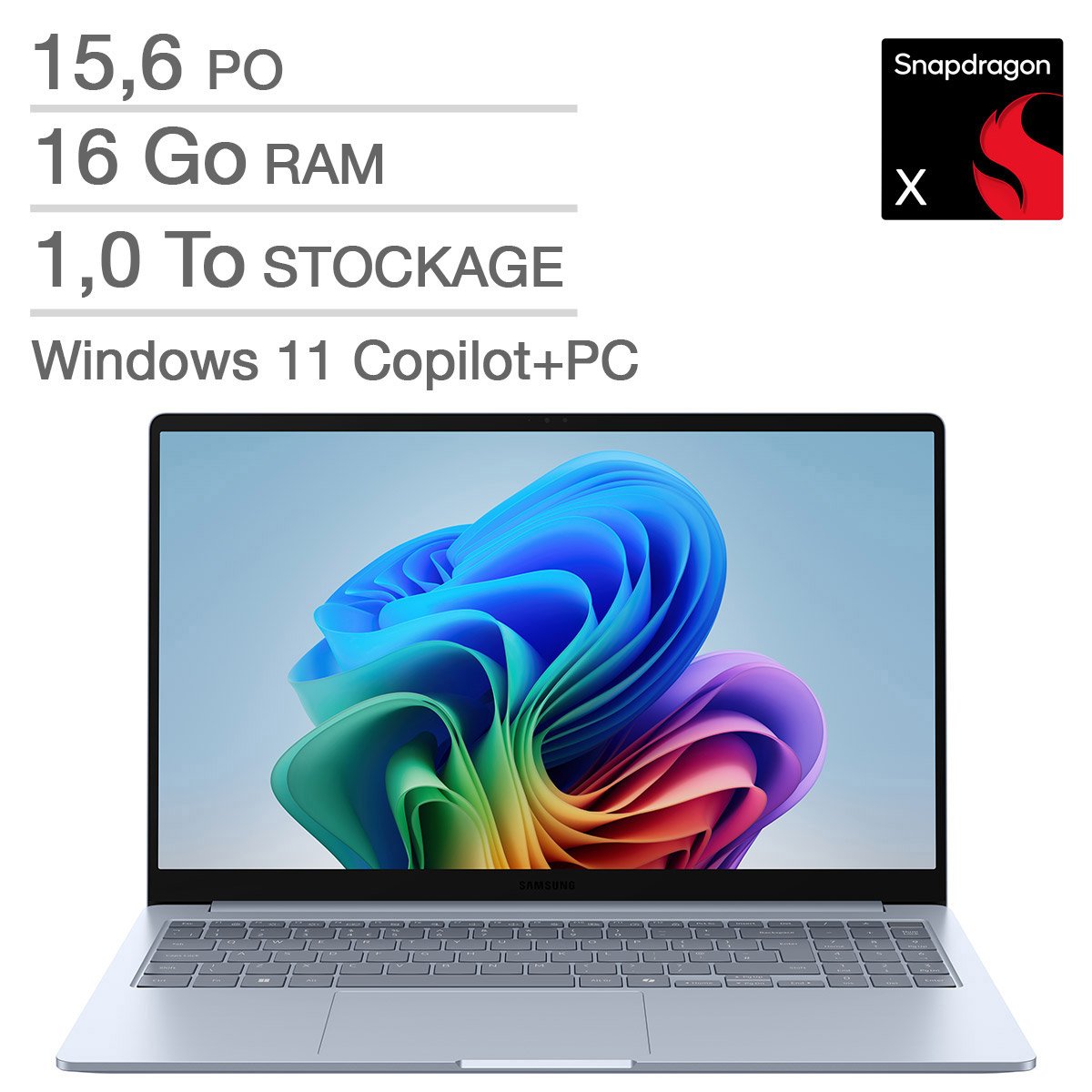 Samsung - Ordinateur portable Galaxy Book Edge SE Copilot+ PC de 15,6 po, Qualcomm Snapdragon X X1-26-100 - 16 Go RAM, stockage 1 To