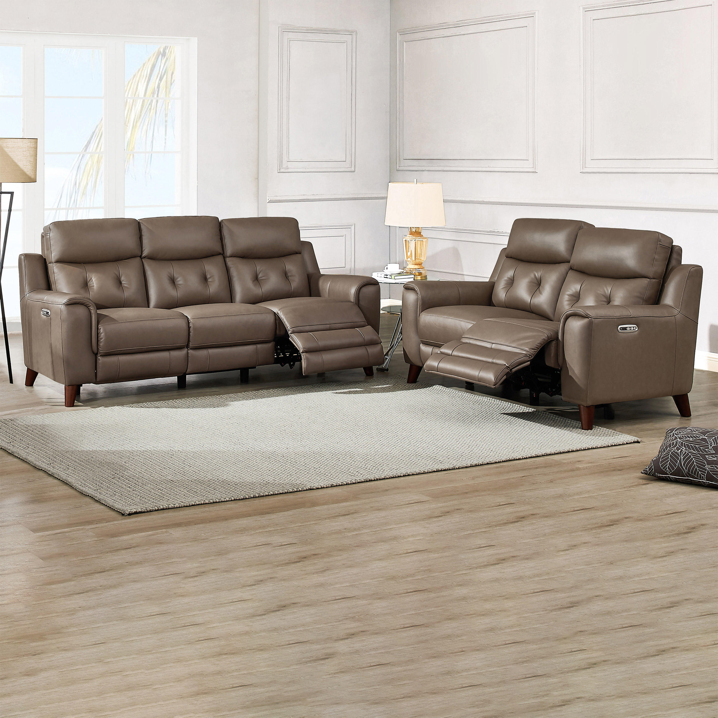 Prospera Home Malibu Top-grain Leather Power Reclining Sofa and Loveseat