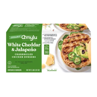 Amylu Organic White Cheddar & Jalapeno Chicken Burger, 8-count