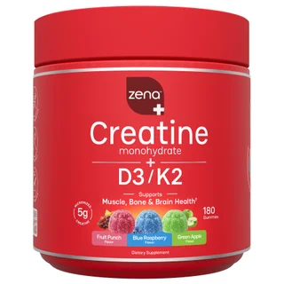 Zena Creatine + D3/K2 Gummies 180ct, Variety Pack