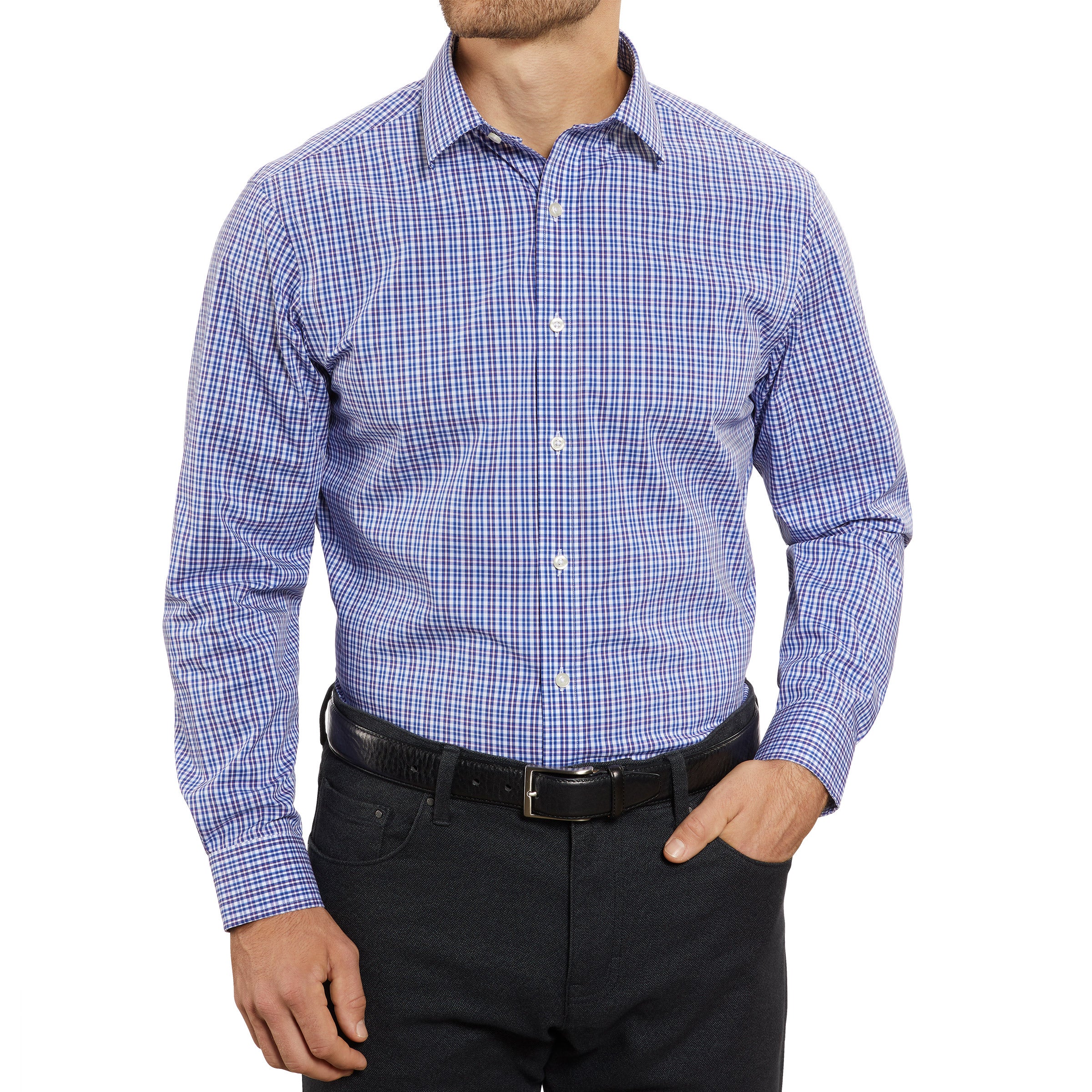 Kirkland Signature Men's Traditional Fit Dress Shirt - 15 1/2 X 32/33,  Blue/White Striped