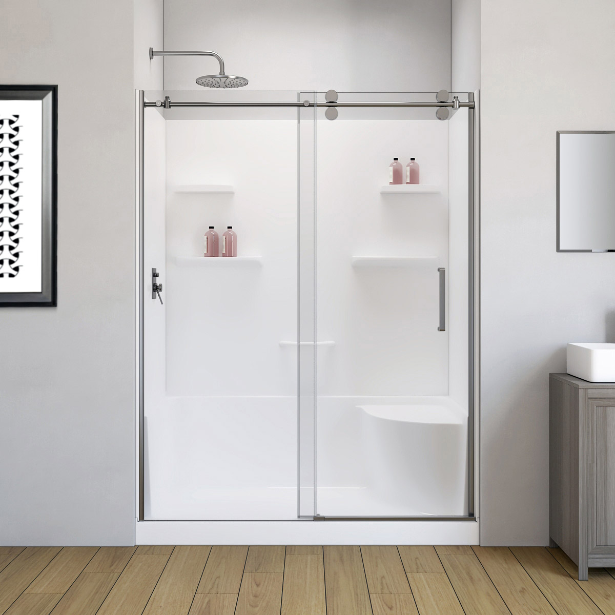 Appollo Sherry 60 in × 32 in. Shower Kit, Left Drain