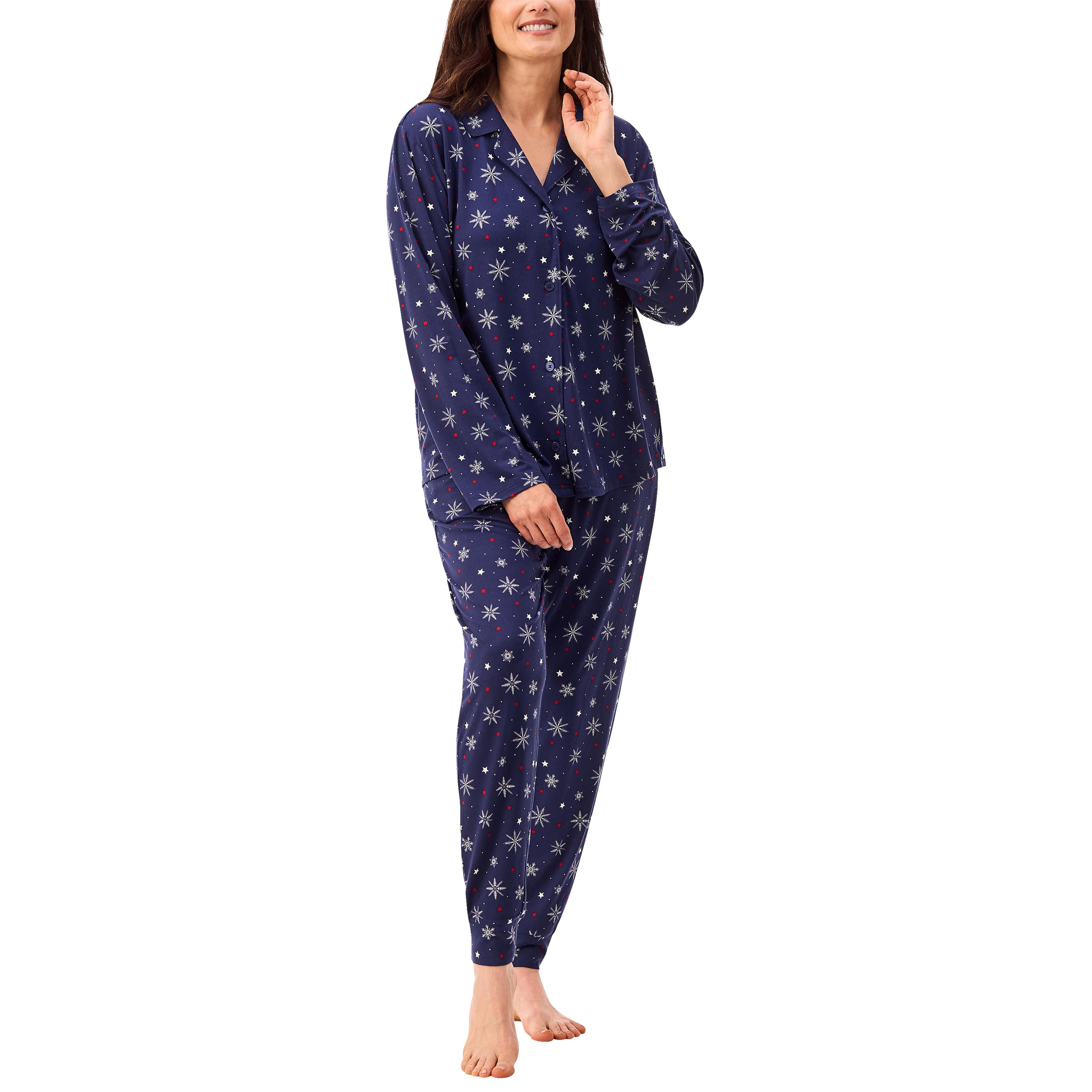 Martha Stewart Women's Notch Collar Pajama Set, 3-piece