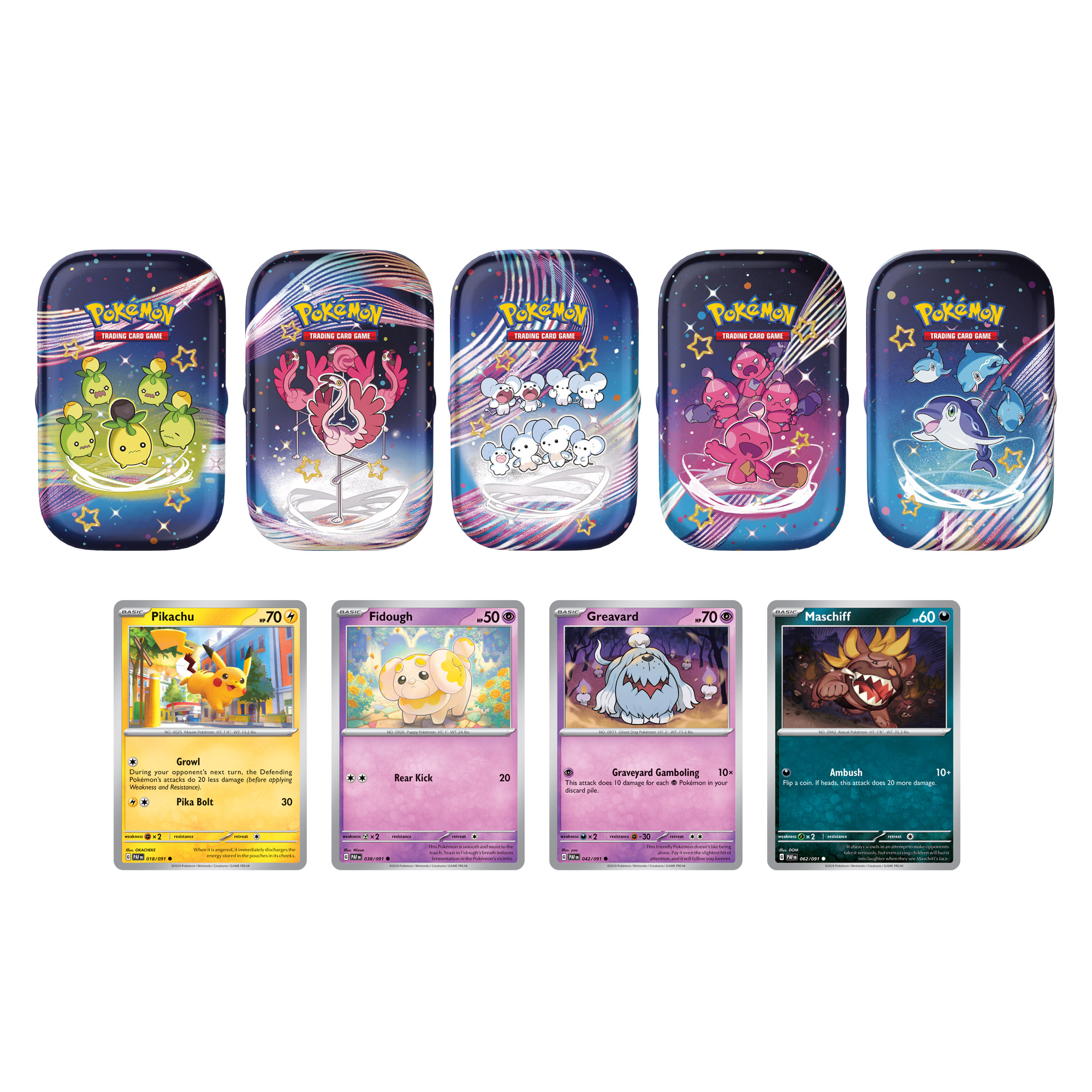 Pokemon Paldean Fates 5-pack Mini Tins + 4 Promo Cards | Costco