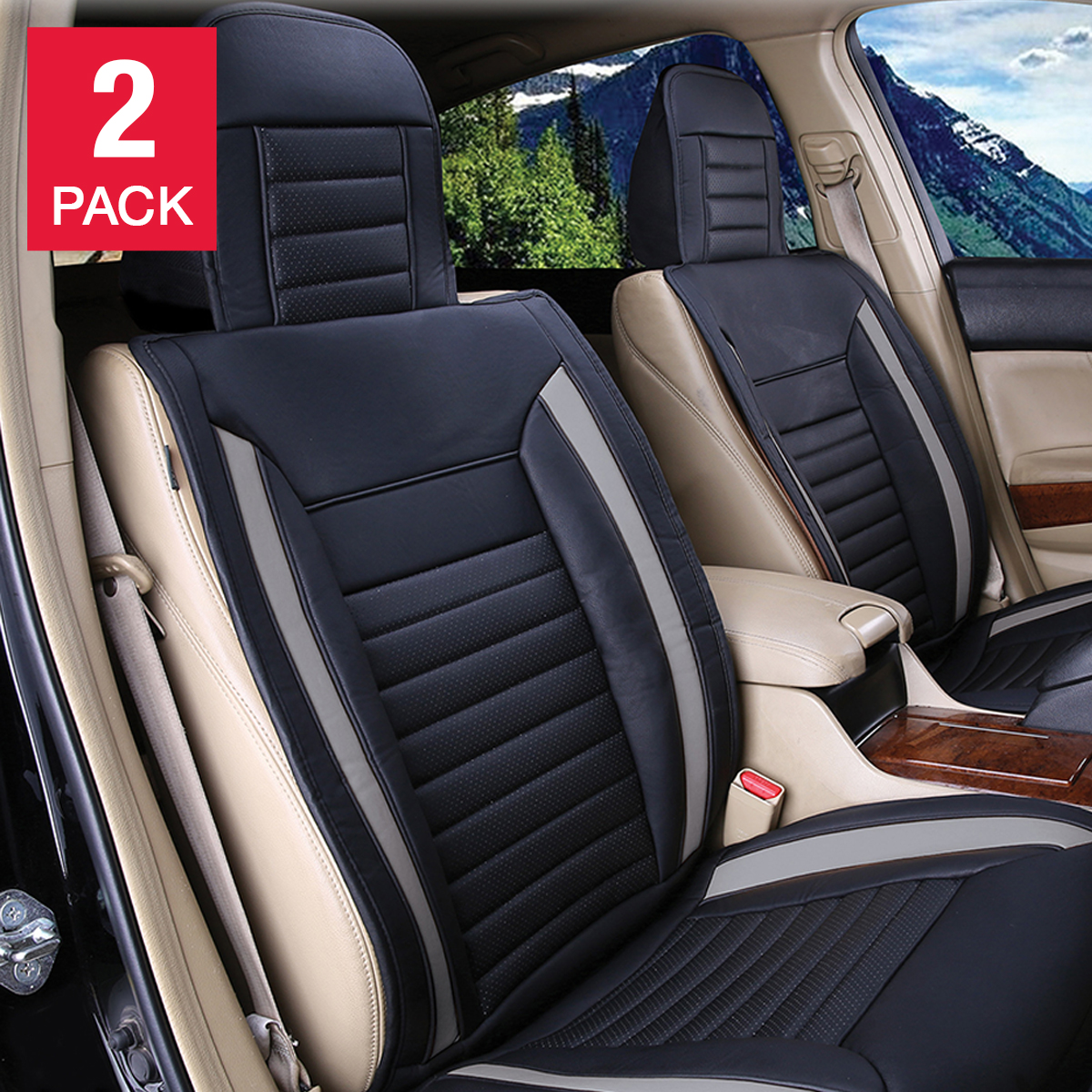 Alpena Grey Ultimate Universal Fit Luxury Seat Cover, 2-pack