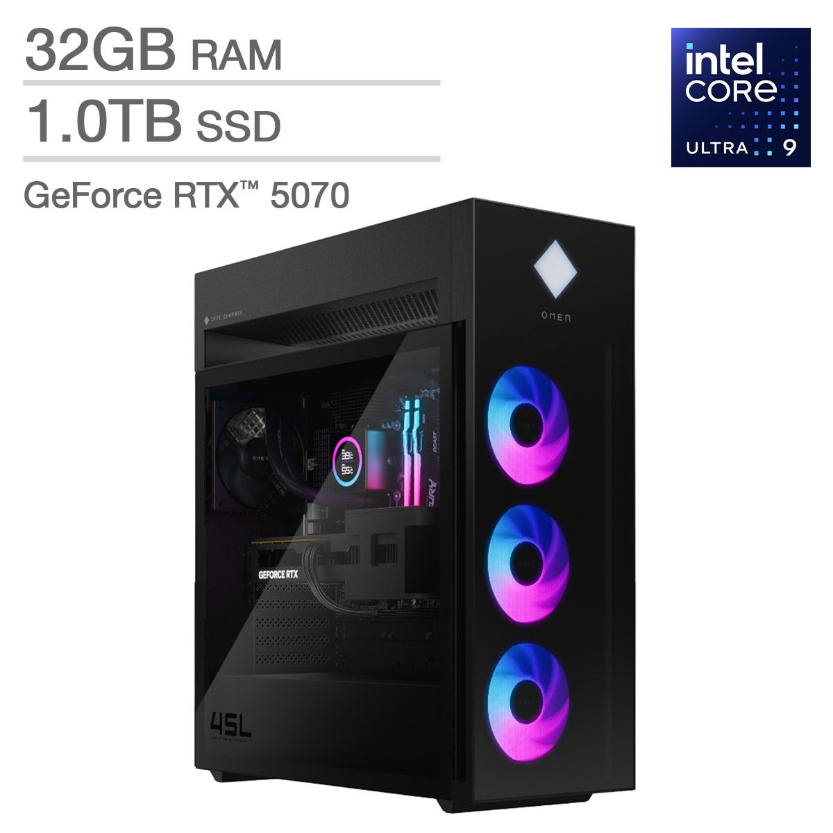HP OMEN 45L Gaming Desktop PC - Intel Core Ultra 9 285K - NVIDIA