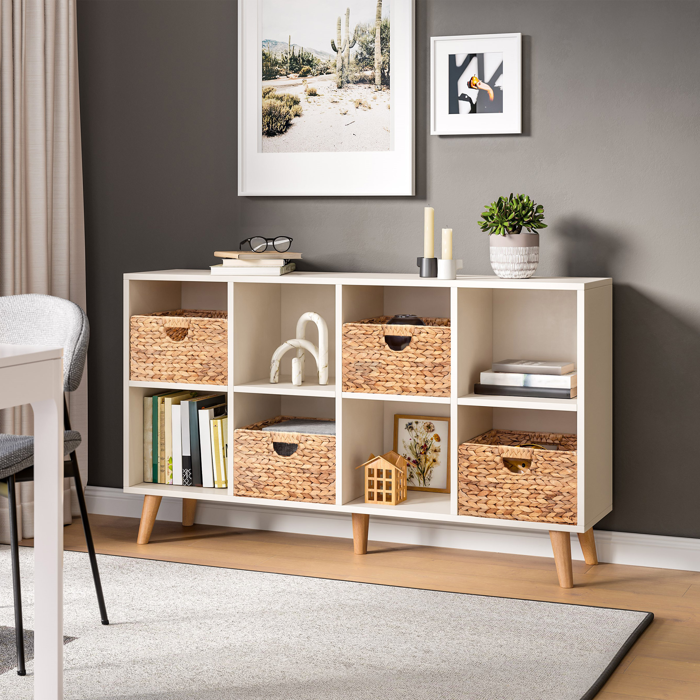 Seville Classics Water Hyacinth Storage Basket  4-pack