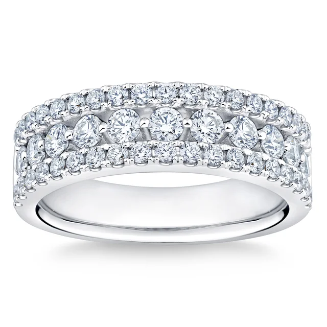 Round Brilliant 1.00 ctw VS2 Clarity, I Color Diamond Band, White Gold, Size 7