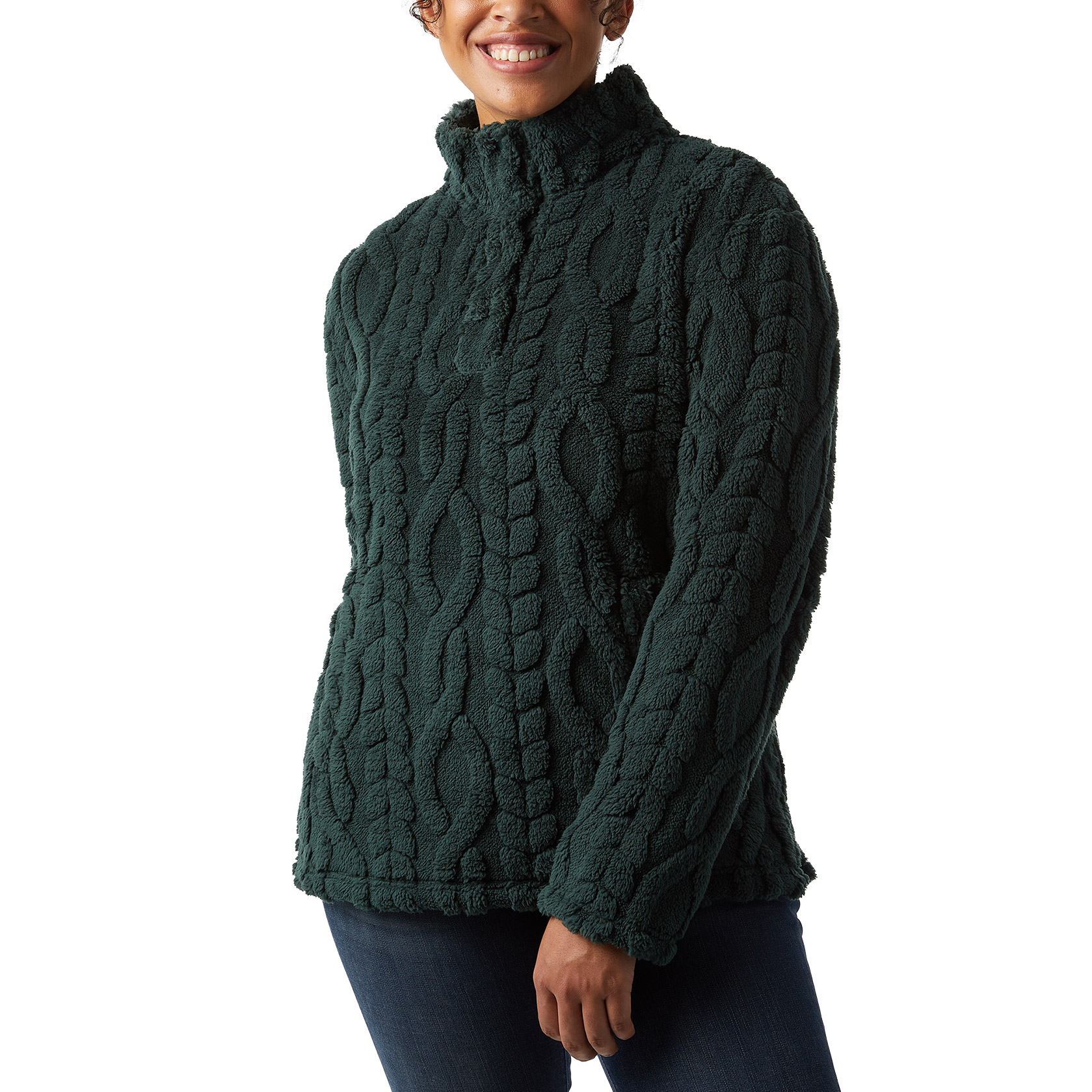 32 Degrees Women's Cable Sherpa Pullover