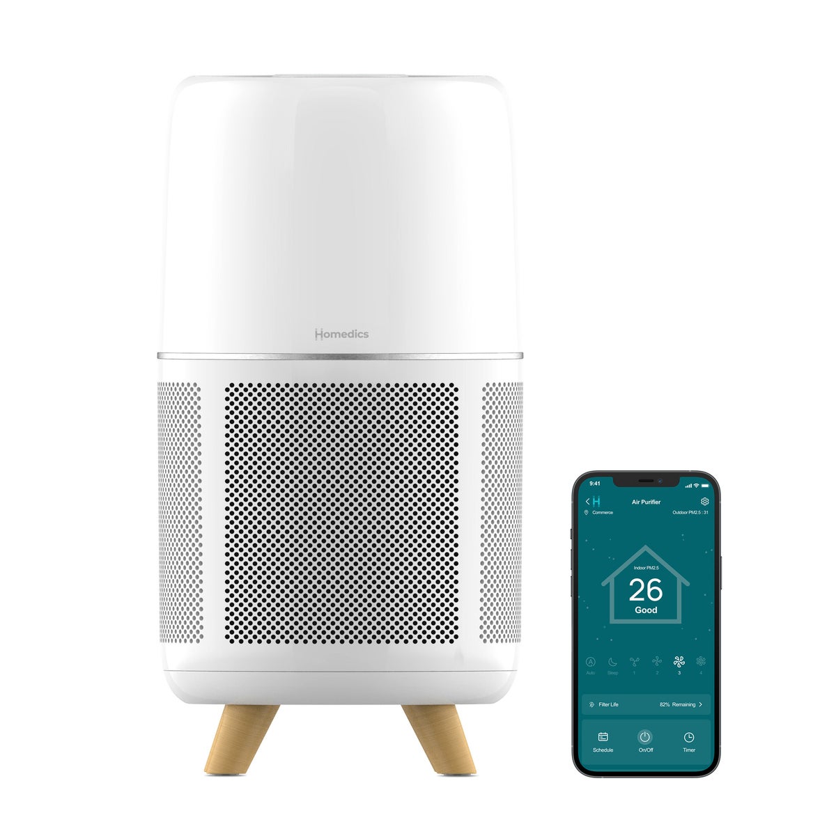Homedics Smart Air Purifier T2503, 4-in-1 Console, With True Homedics Smart Air Purifier T2503, 4-in-1 Console, With True