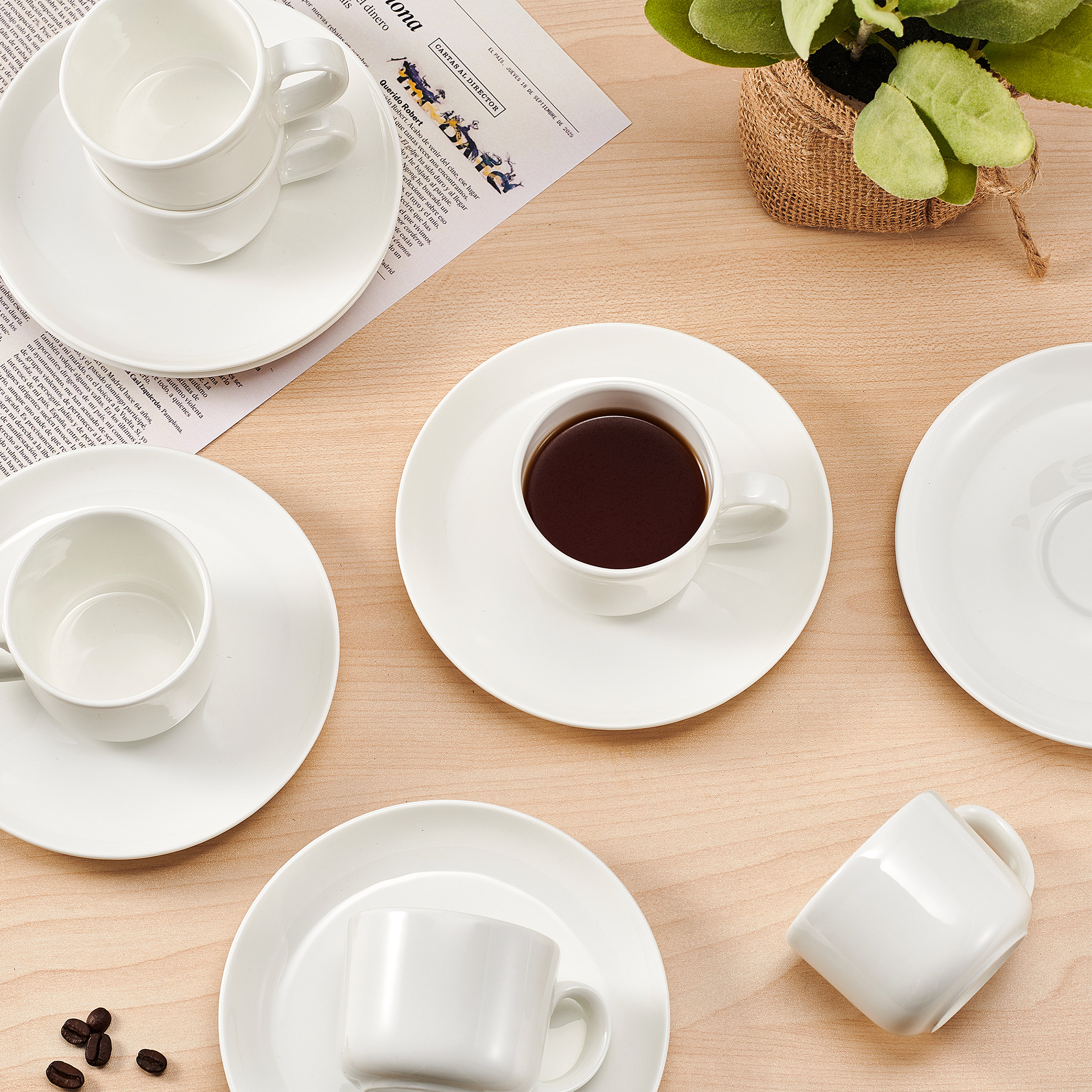 ルネッサンスホワイトmikasa逆輸入食器セット（皿、カップ、ソーサー） Mikasa Set of 6 Espresso Cups & Saucers | Costco