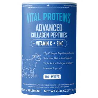 Vital Proteins Advanced Collagen Peptides with Vitamin C and Zinc, Unflavored, 1.57 lbs